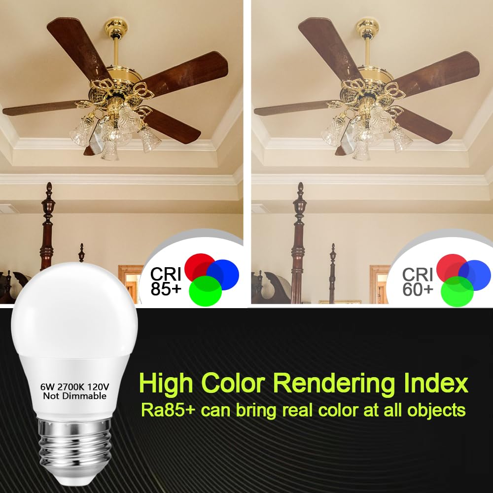 Neteha 6 Pack A15 6W 120V E26 Base Small Led Refrigerator Light Bulb  Non-Dimmable 60W Equivalent 2700K Warm White A15/G45 Shape Led Appliance Bulb For Ceiling Fan And Lighting Fixtures