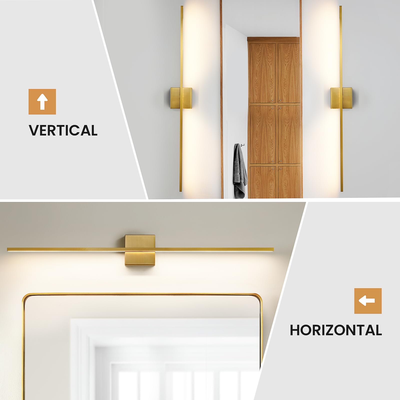 Ccycol Gold Bathroom Light Fixtures Over Mirror - 39 Inch Dimming Bathroom Vanity Light 28W 3500K Led Vanity Light Bar Modern Wa