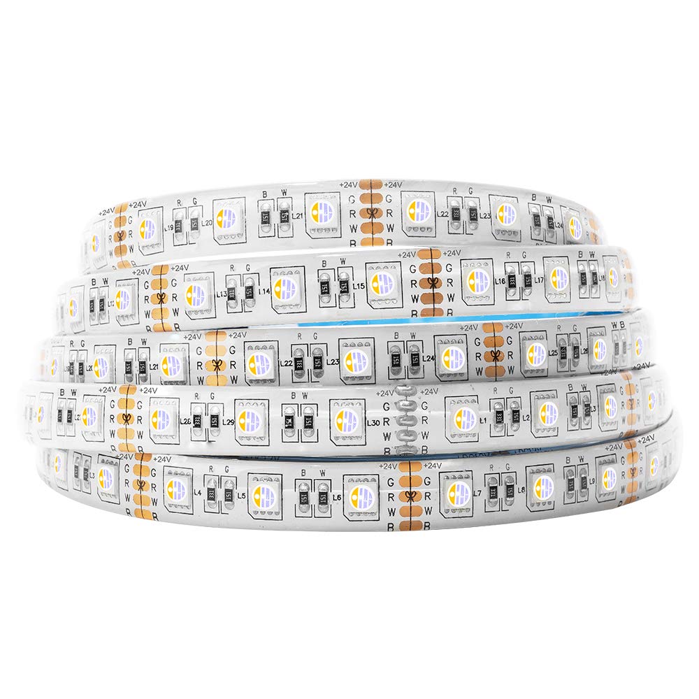 BTF-LIGHTING LED Tape Lights 5050 RGBW 5m IP65 Waterproof White PCB 24V Multi-Colored for Bedroom Kitchen Home Decoration