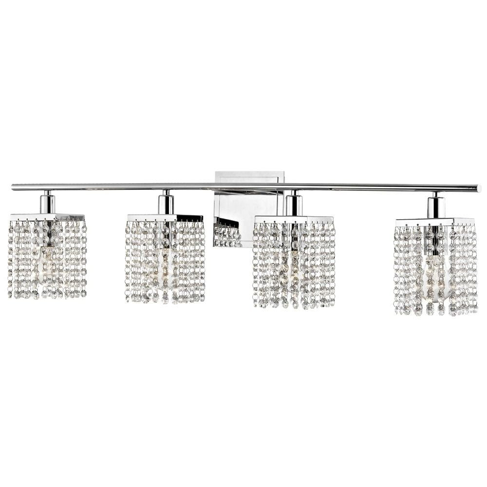 Ashford Classics 4 Light Crystal Bathroom Vanity Bar Light, Alloy Steel, Chrome