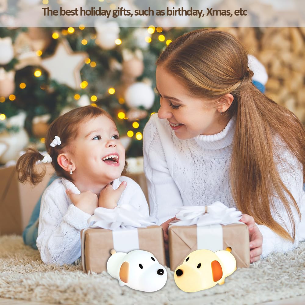 Myratts Led Cute Dog Night Light, Dimmable Nursery Puppy Kawaii Lamps, Super Squishy Silicone Usb Rechargeable Touch Control Night Lamp For Kids Adults, Used For Camping Party Room Decor (Dog)