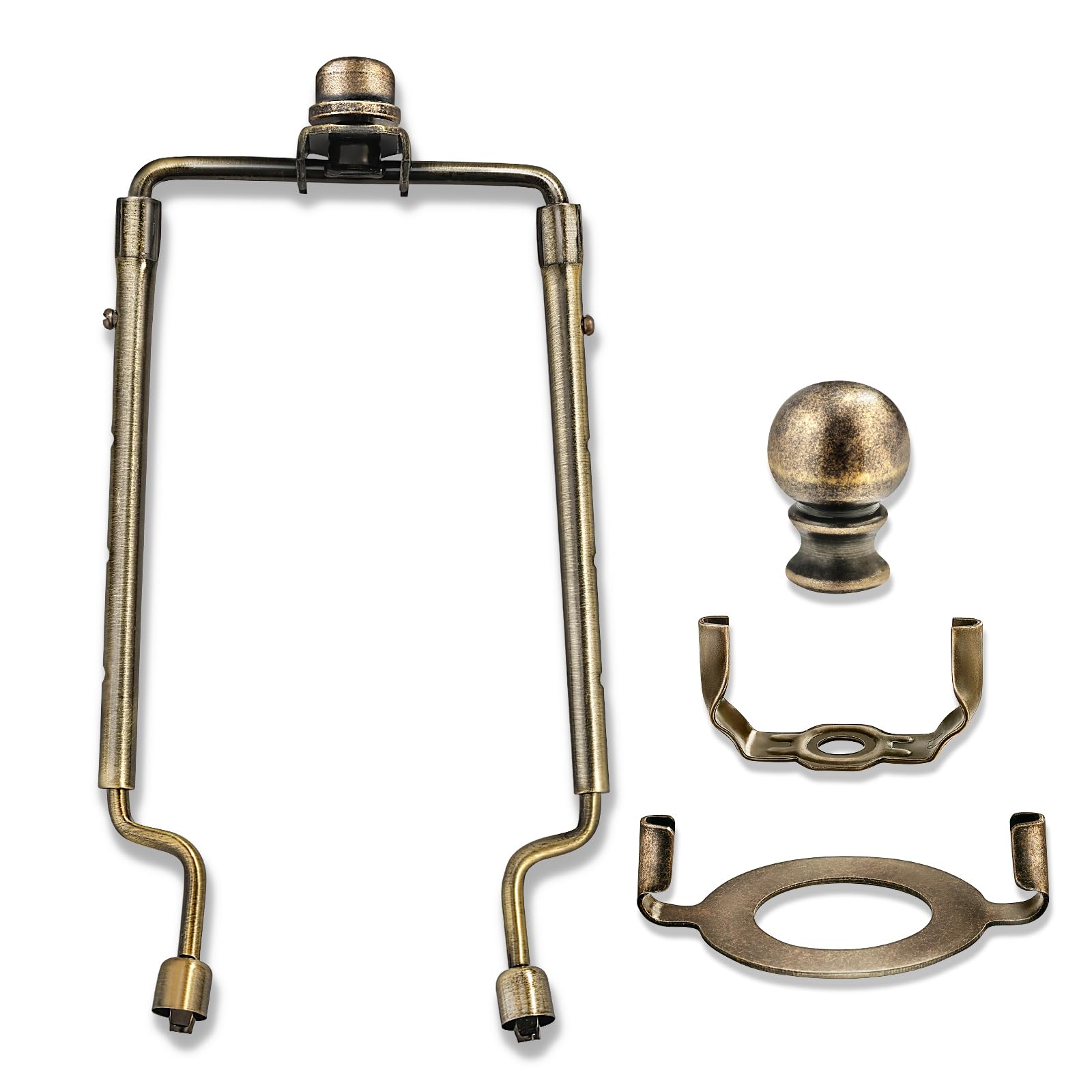 EMNOOTI Lamp Shade Harp Holder Kit, Fits Standard Rod & E26 Base, Antique Brass, Bronze Color, Model VG105, 1 Set