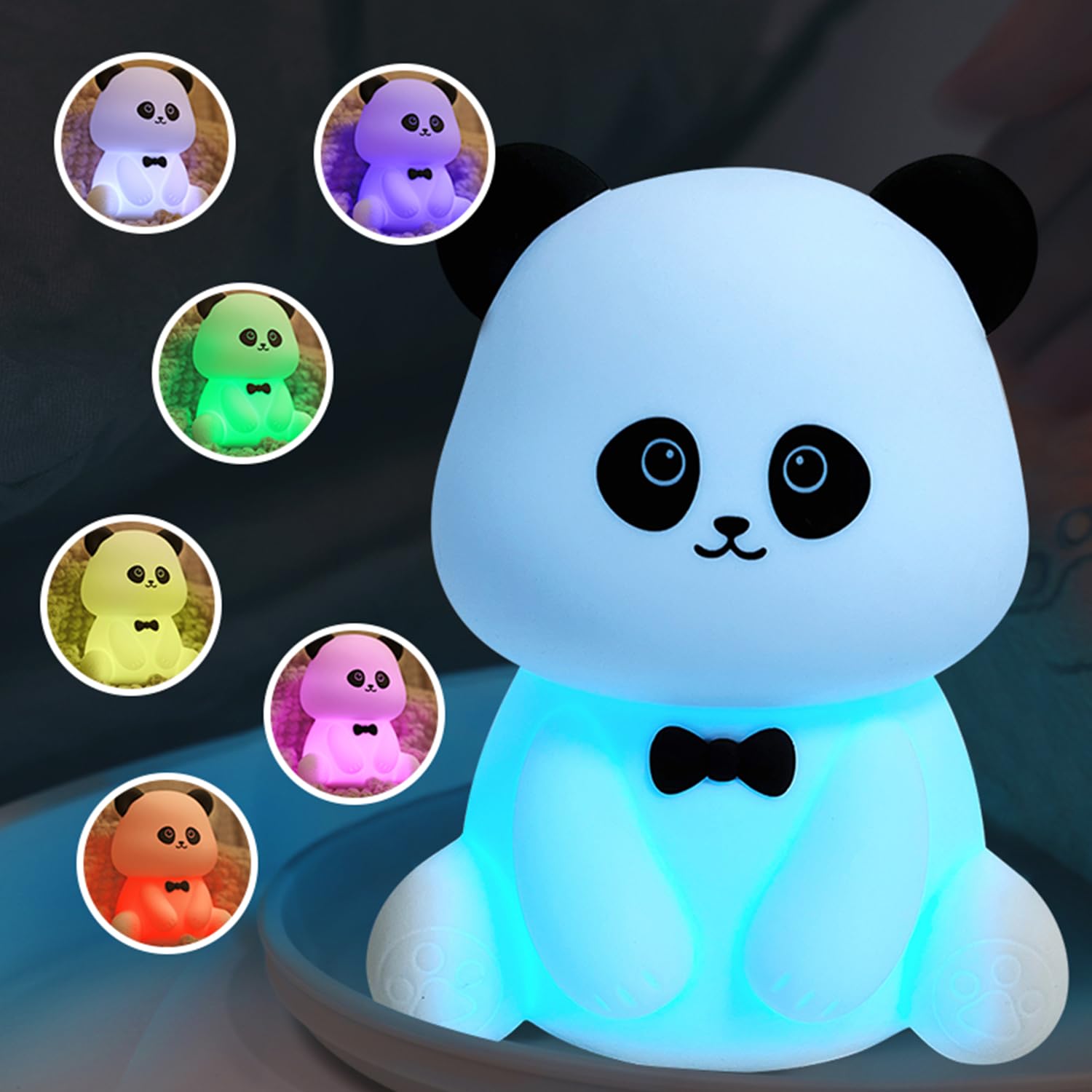 Bestfaith Cute Panda Night Light  Led Squishy Night Lamp  7 Colors Dimmable Nursery Nightlight For Kids  Rechargeable Touch Lamp  Dorm Decor  Kids Funny Gifts (Panda)