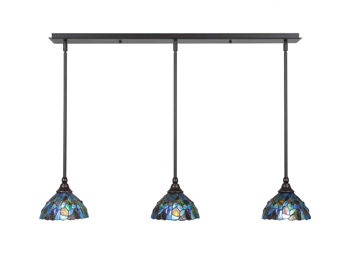 Toltec Lighting 3 Light Linear Pendalier In Dark Granite (36-Dg-9955)