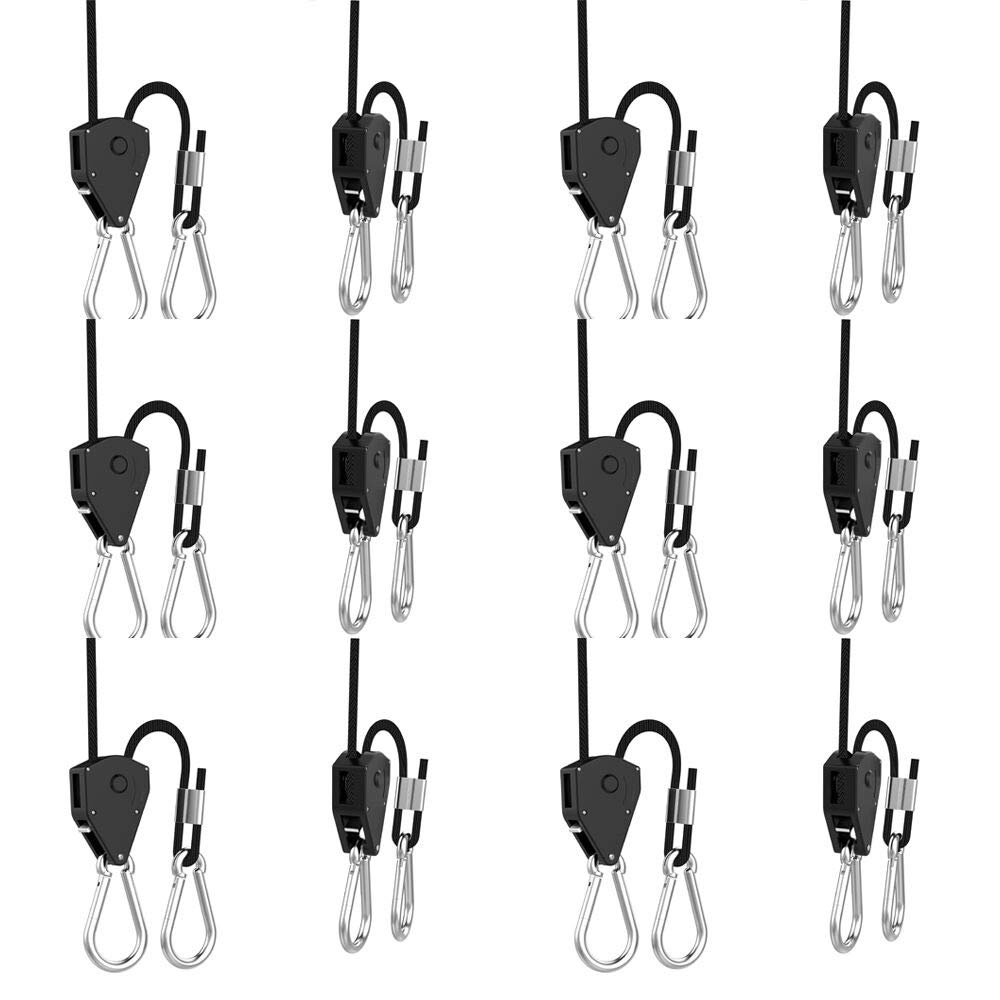 6 Pairs 1/8 Inch Adjustable Heavy Duty Rope Hanger - Reinforced Metal Internal Gears Ratchets Foe Growing Light Fixtures, Loose-