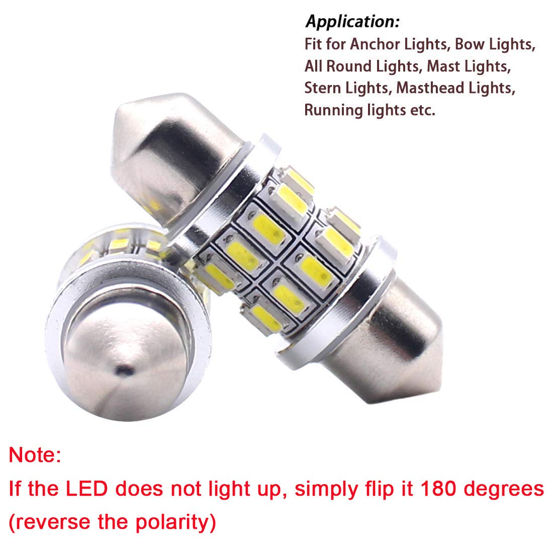 Shangyuan 31Mm Marine Led Festoon Bulb For Navigation Light, Boat Light Bulbs For Boat Anchor Light, Boat Navigation Lights, Mast Masthead Light, Super Bright 12 Volt Bulbs For Boat Lights 2Pcs
