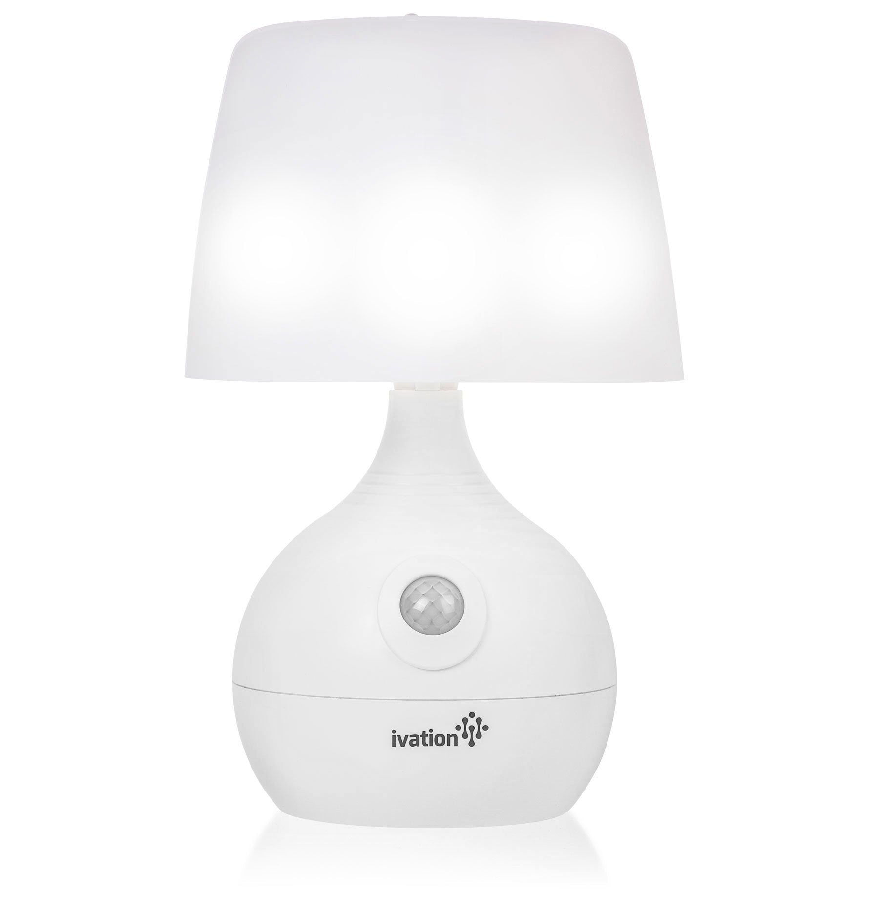 Ivation 12-LED Motion Sensing Table Lamp, Dual Color Range, Automatic & Manual Settings, Plastic, White, Model IVAMSLP05