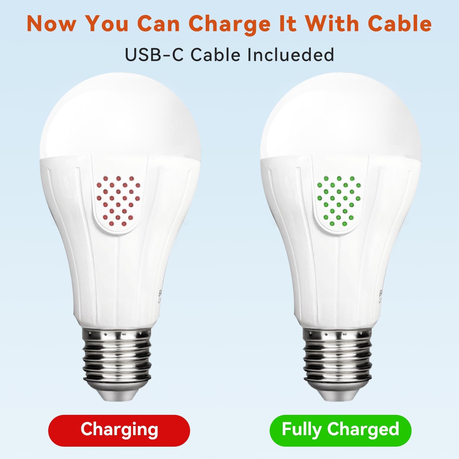 Neporal Magicglow Rechargeable Light Bulbs With Remote, 3 Colors Shift + Dimmable Battery Powered Light Bulbs, Usb Rechargeable, A19 Standard Emergency Led Light Bulbs, 15W, Up To 24 Hours, 2 Pack