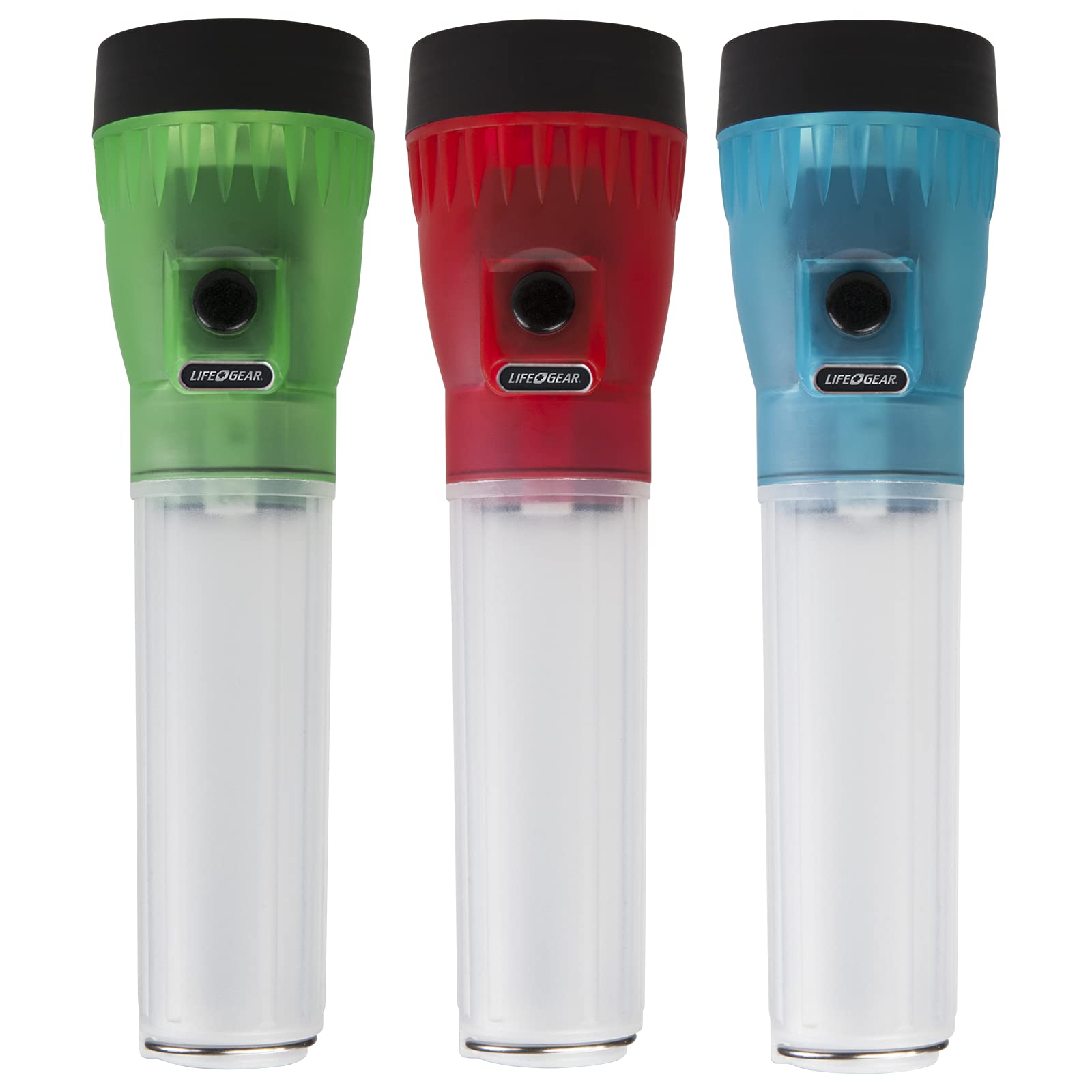 Life Gear Led Flashlight With Glow Handle, Emergency Flasher And Storage Compartment, Red