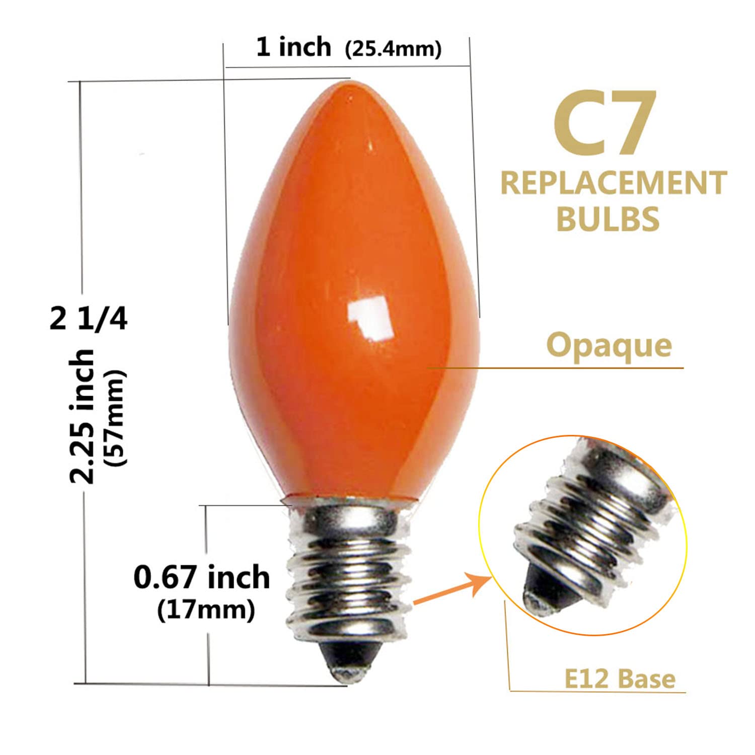 Sunsgne 25 Pack C7 Multicolor Christmas Replacement Bulbs, Vintage Multicolor Ceramic Light Bulbs For C7 Christmas String Lights