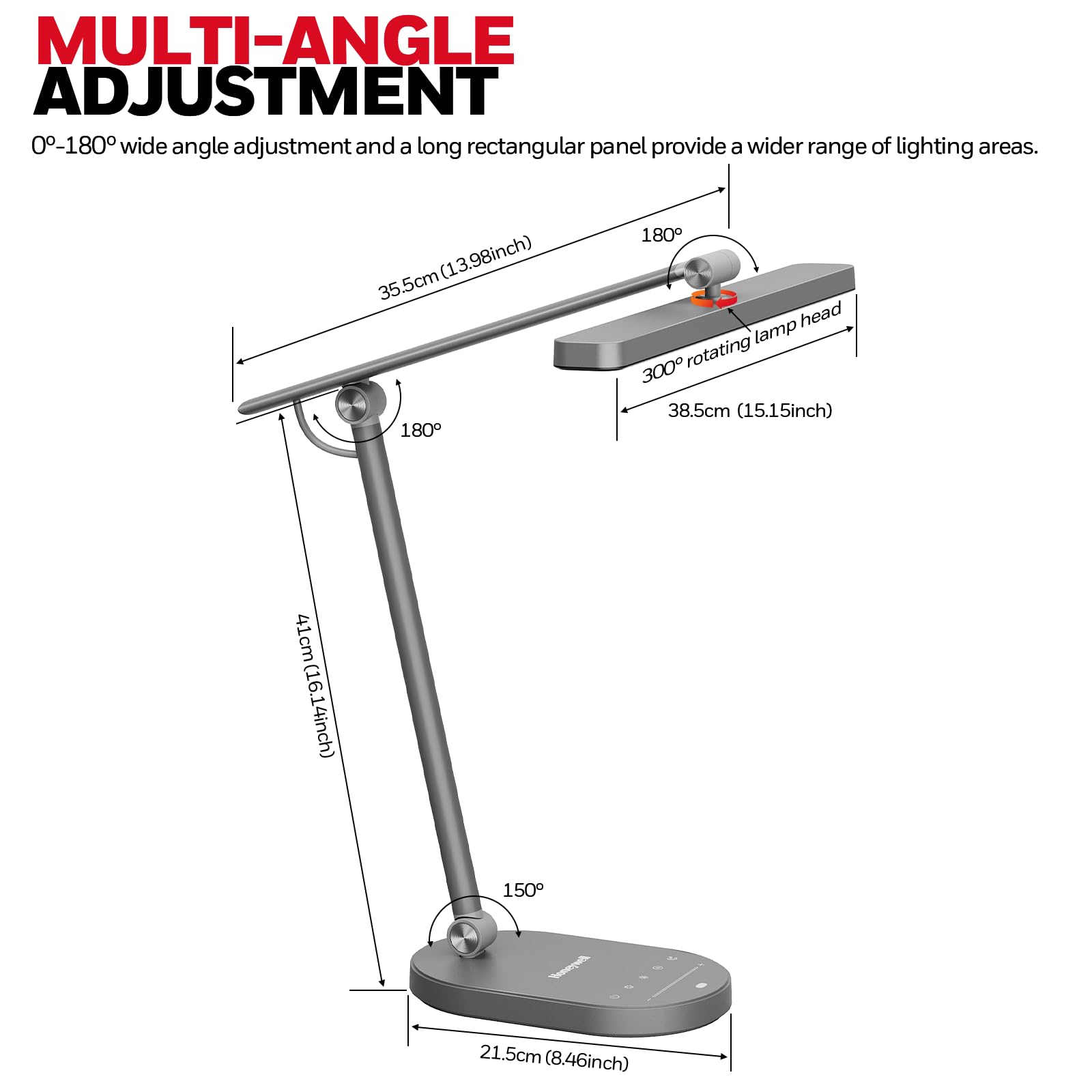 Honeywell Desk Lamp HWT-H4, Dimmable LED Light, 700LM, Eye-Caring, Gray