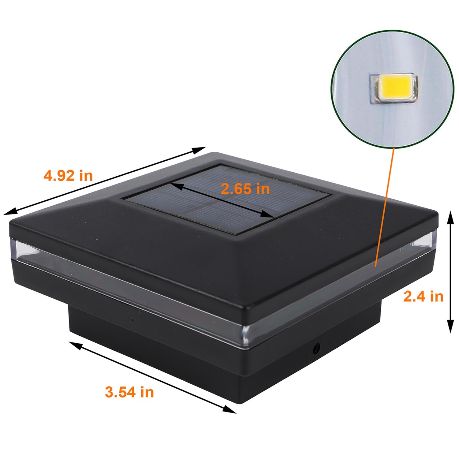 Dynaming 12 Pack Solar Post Lights, Outdoor Solar Powered Decorative Post Cap Light, Black Shell & Brightness Warm White Led Lig