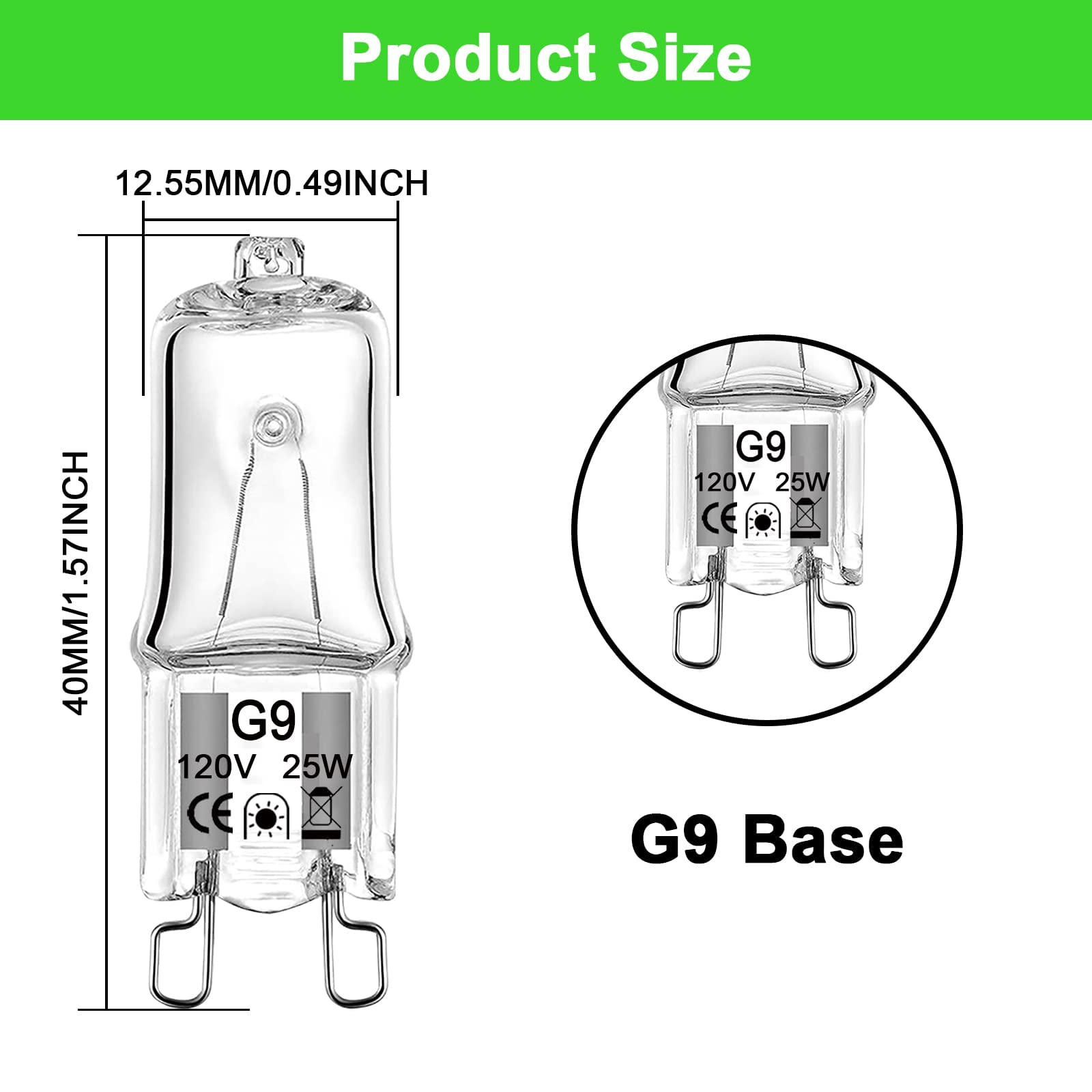 Gaormii G9 Halogen Light Bulbs 25W 12 Pack 2 Pin Base 120V Glass Warm White 2700K Dimmable