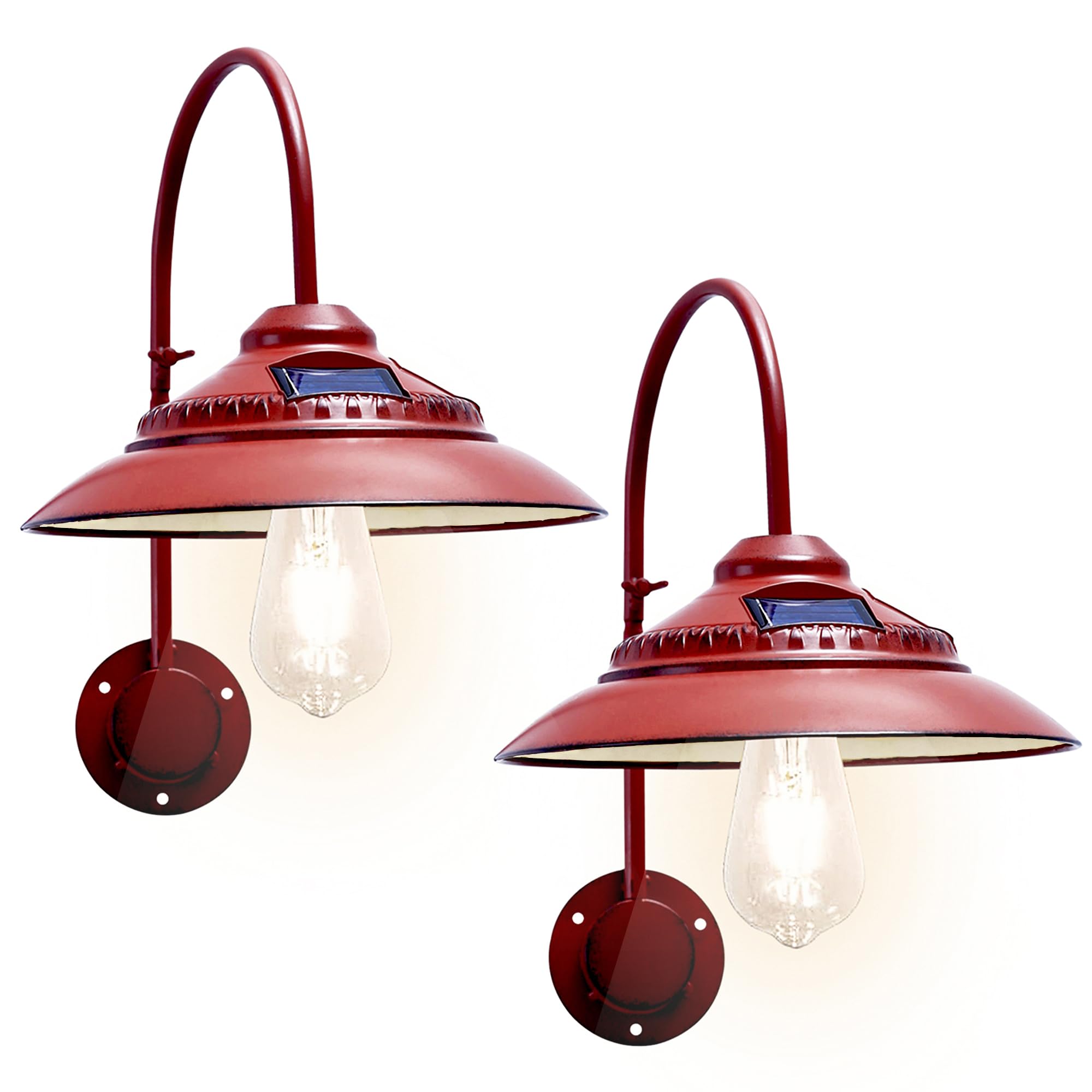 Goodeco Solar Barn Lights Outdoor - Rustic Vintage Outdoor Wall Lights with Motion Sensor & One Clear Glass LED Edison Bulb, No 