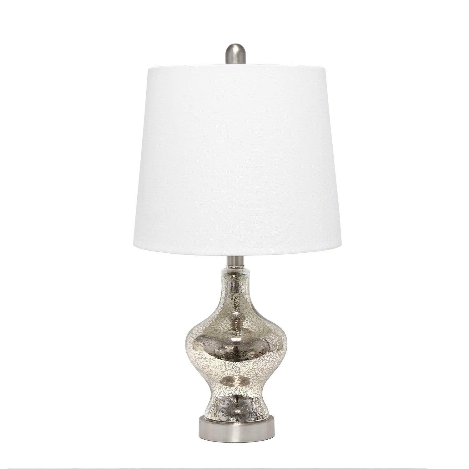 Lalia Home Contemporary Paseo Table Lamp With White Fabric Shade - Mercury