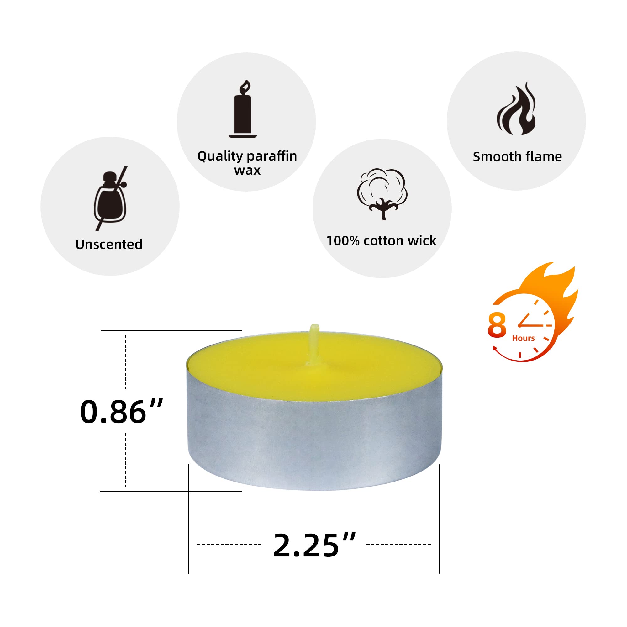 Zest Candle 12-Piece Tin Cups Tealight Candles, Mega Oversized Yellow S