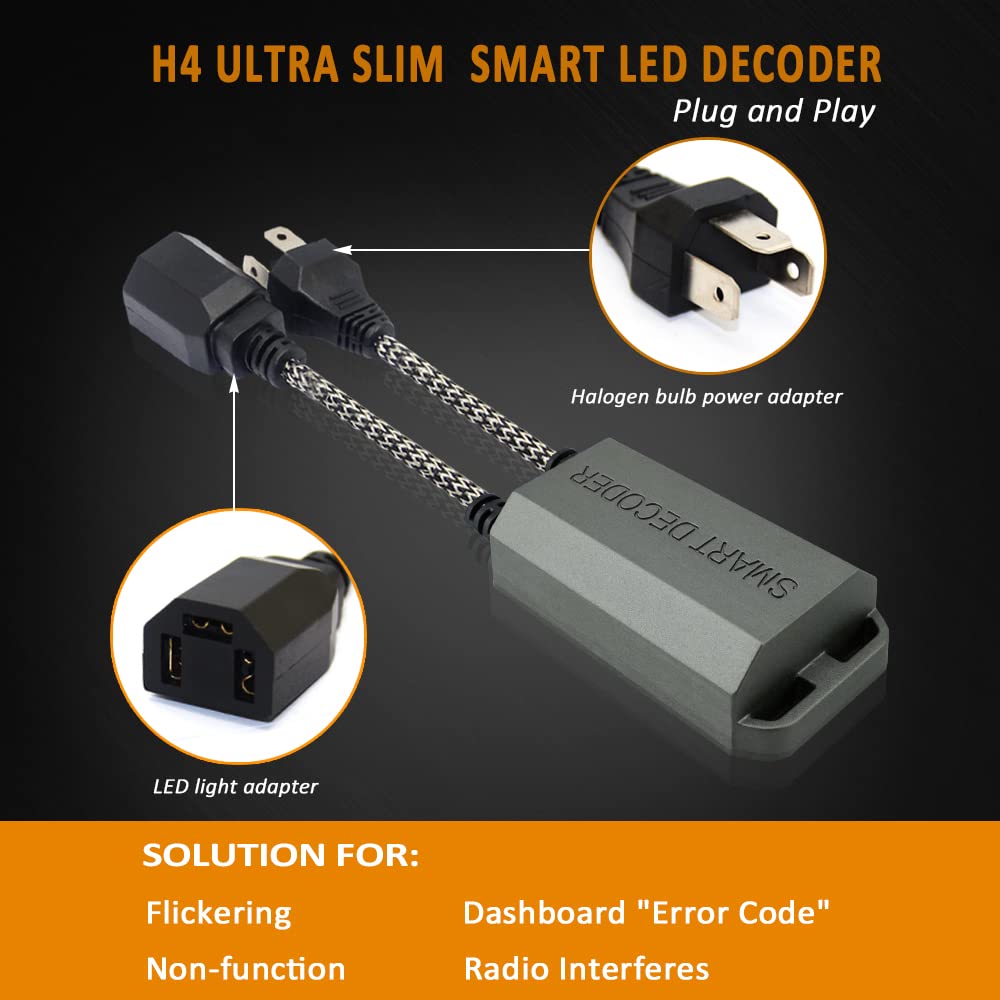 Bestview H4 9003 Canbus Decoder Kits Compatibility Anti Flickering Resistor Warning Canceler Pack Of 2
