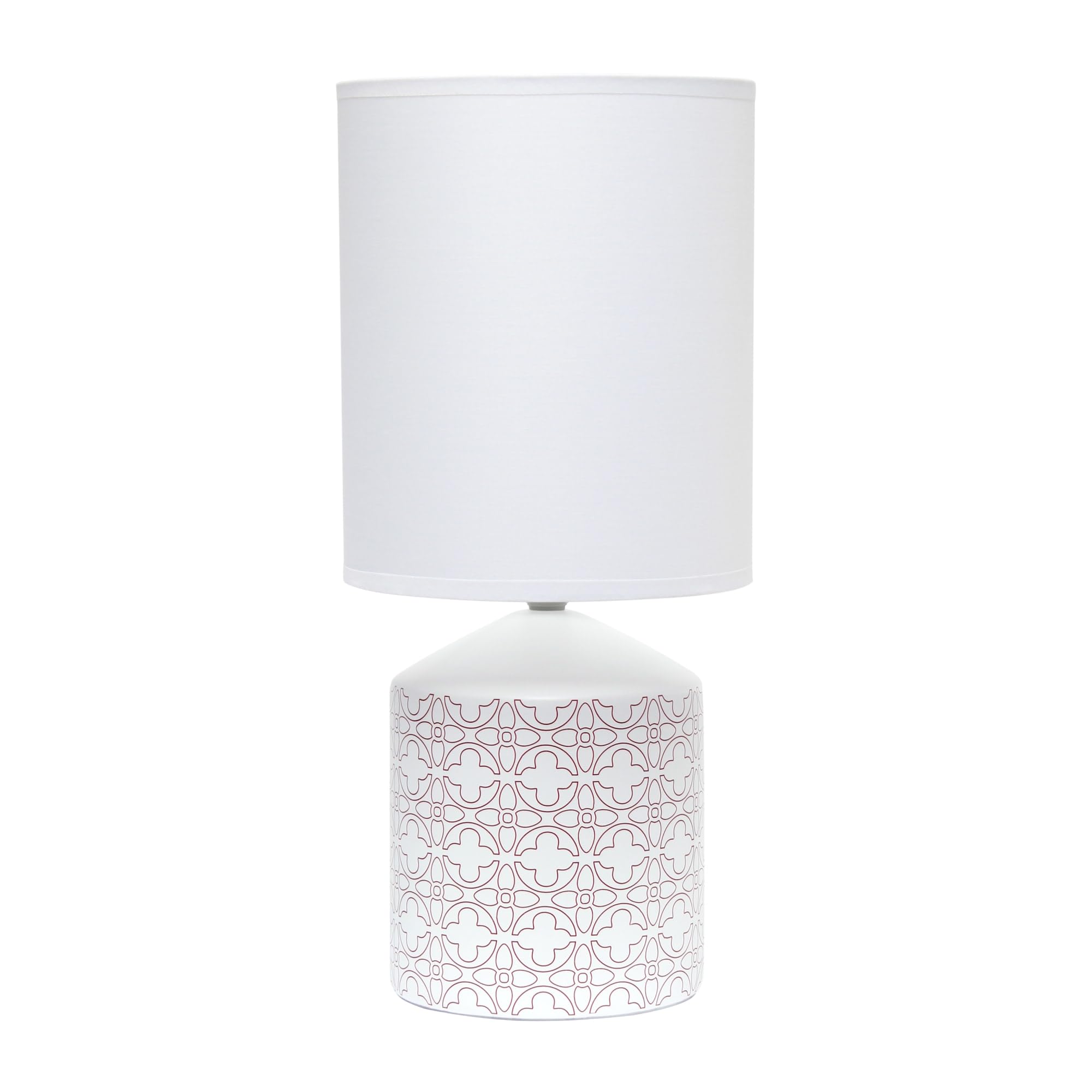 Simple Designs Table Lamp, Fleur De Lis Pattern, Ceramic, Tan, 8.5inL x 8.5inW x 18.5inH, Model LT2077-FLO