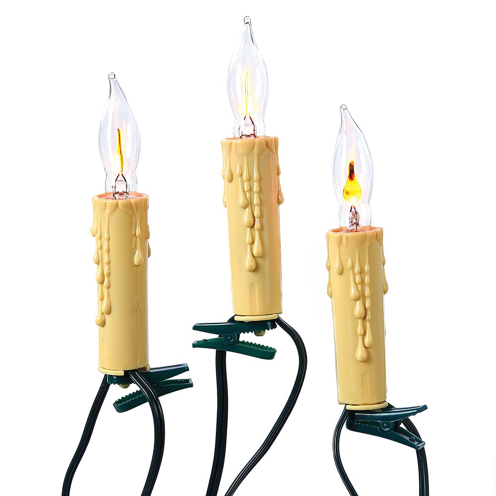 Kurt S. Adler 7-Light Flicker Flame Candle Light Set, 12ft, White, Plastic, Model UL0740