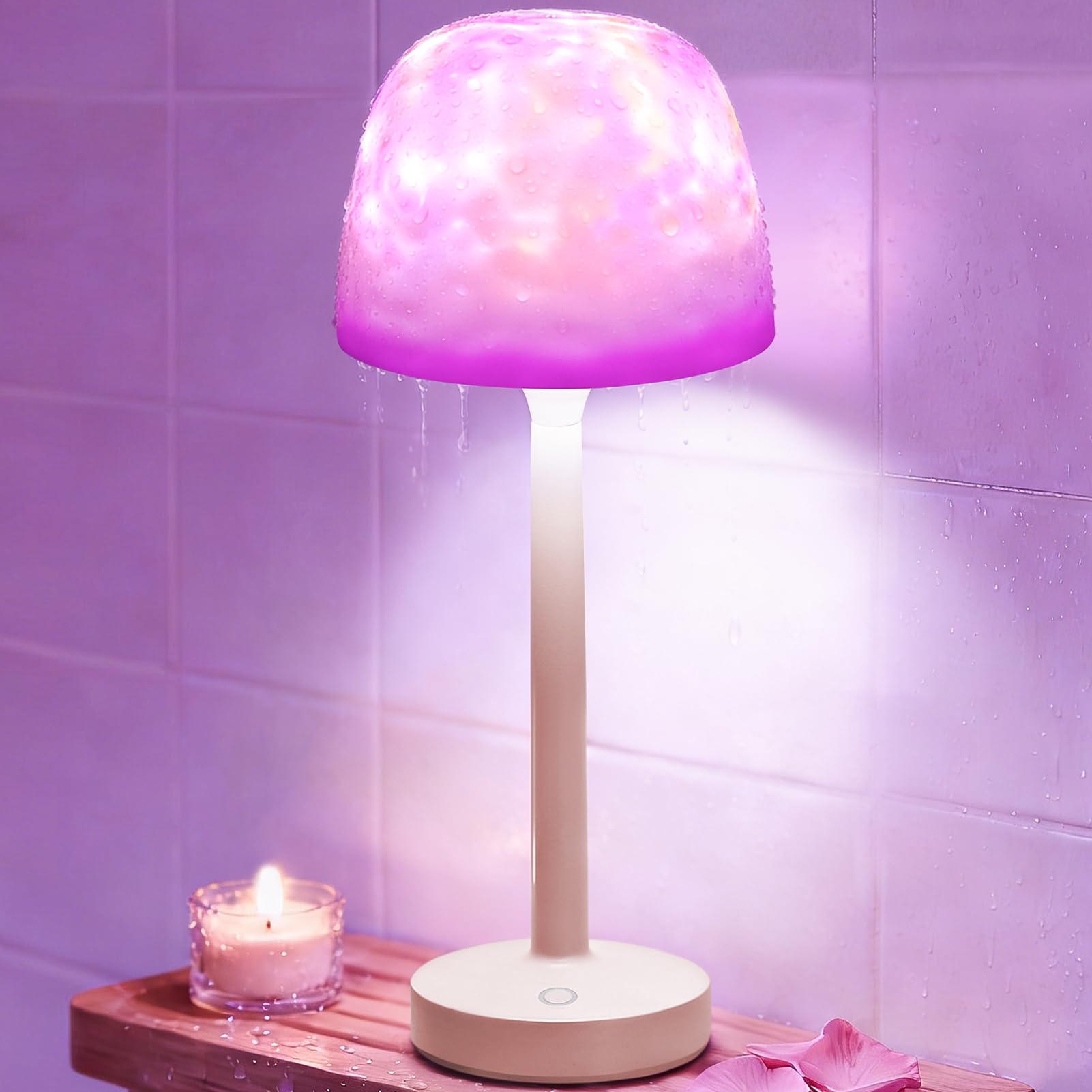 Fashion 2-in-1 Shower Lamp  Shower Lamp Waterproof with 16-Color Romantic Wave Projection  Rechargeable Shower Light With Remote & Touch Control  Bathroom Light for Bathrooms  Bedrooms  & Living Rooms