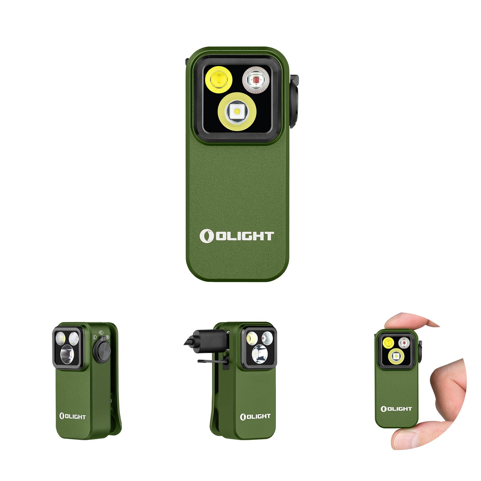 OLIGHT Oclip Pro EDC Flashlight, 500 Lumens, Rechargeable, Type-C Charging, Magnetic, OD Green