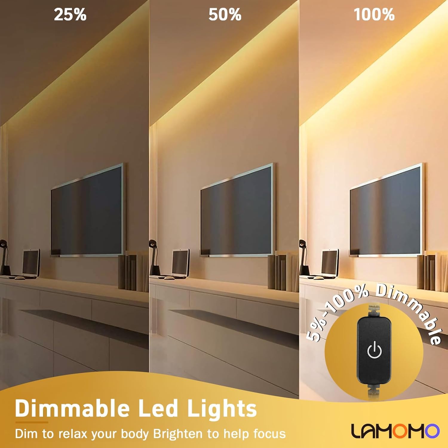 Lamomo Led Neon Lights, 24V Warm White Dimmable Led Rope Lights, 65.6Ft Waterproof Flexible Led Strip Lights, Silicone 3000K Neo