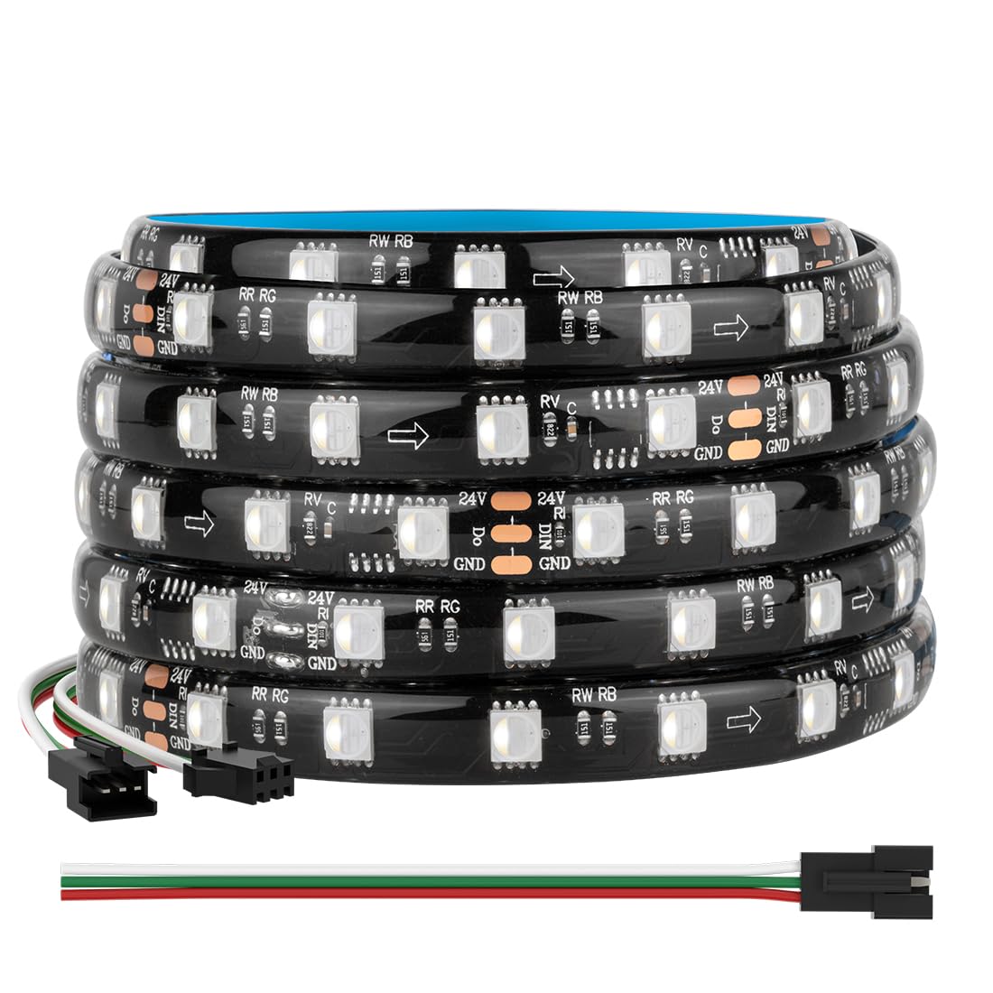 BTF-LIGHTING WS2814 RGBW LED Strip, 16.4FT, 60LED/m, DC24V, IP65, Flexible, RGB+6000K