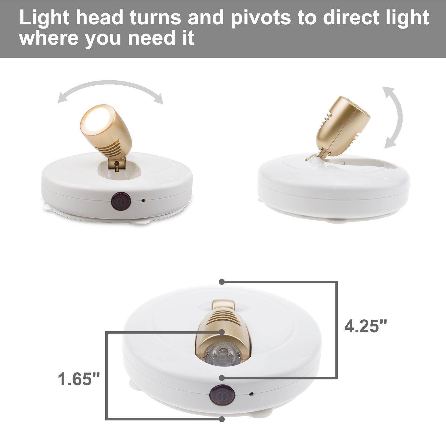 HONWELL LED Spotlight Puck Lights 2 Pack, Battery Powered, Warm White, Remote Control, Plastic, Model H624IR-2, Indoor Use