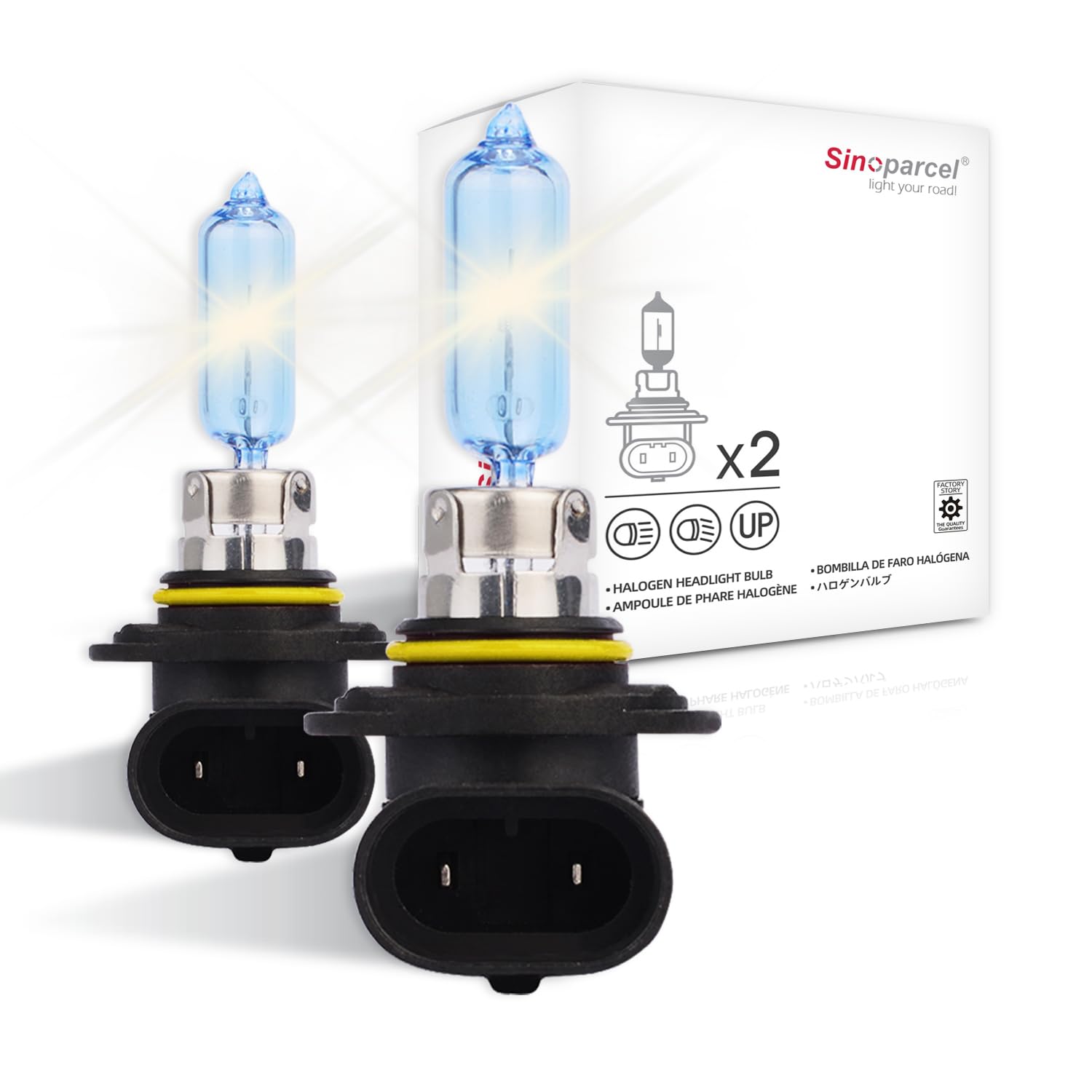 Sinoparcel 9012/HIR2 Halogen High and Low Beam Headlight Bulb,150% More Brightness Replacement for Standard 55W Bulb,Pack of 2