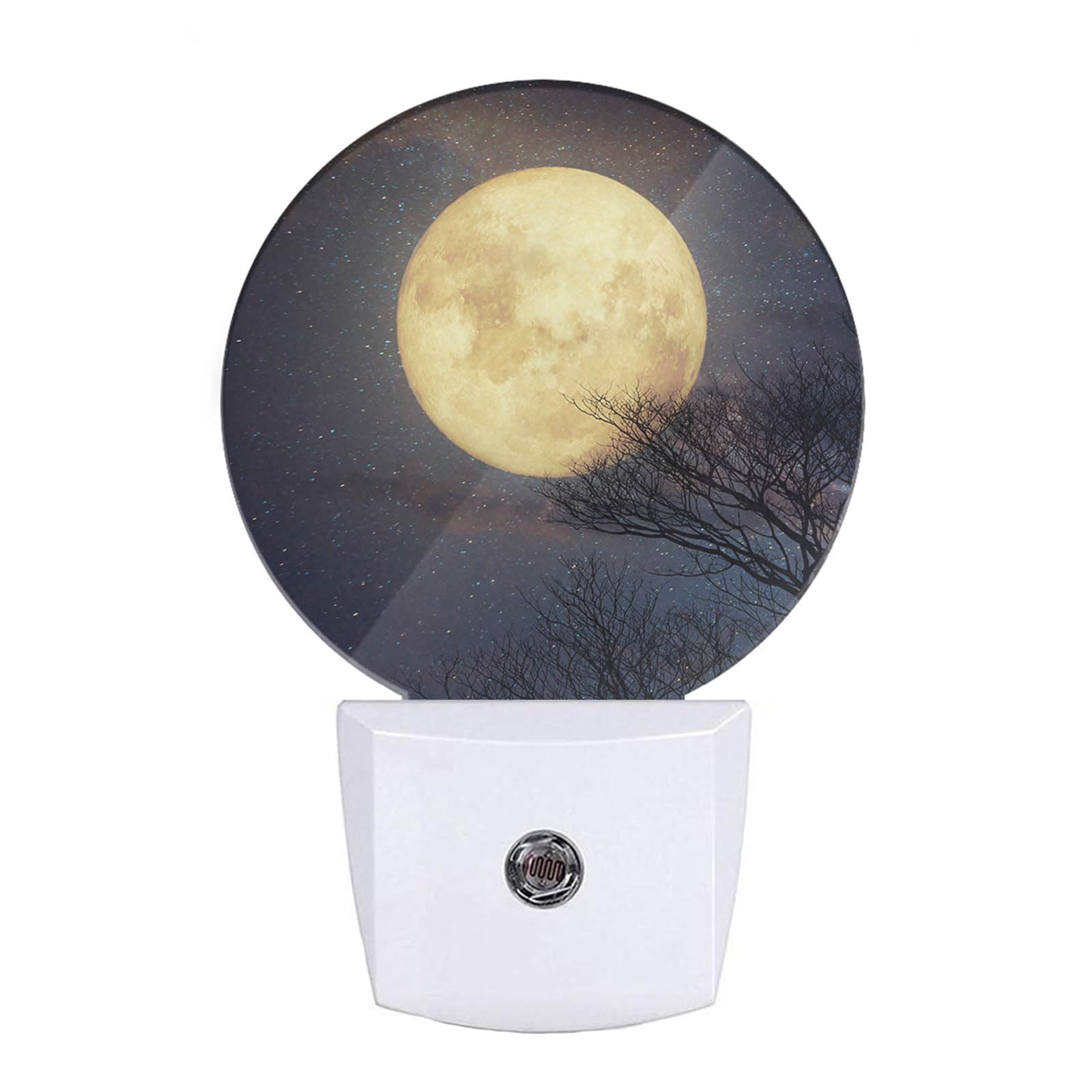 EKOBLA Moon LED Night Light Full Moon Above The Treetops Starry Sky Dusk to Dawn Night Lamp Auto Sensor for Home Indoor Bathroom