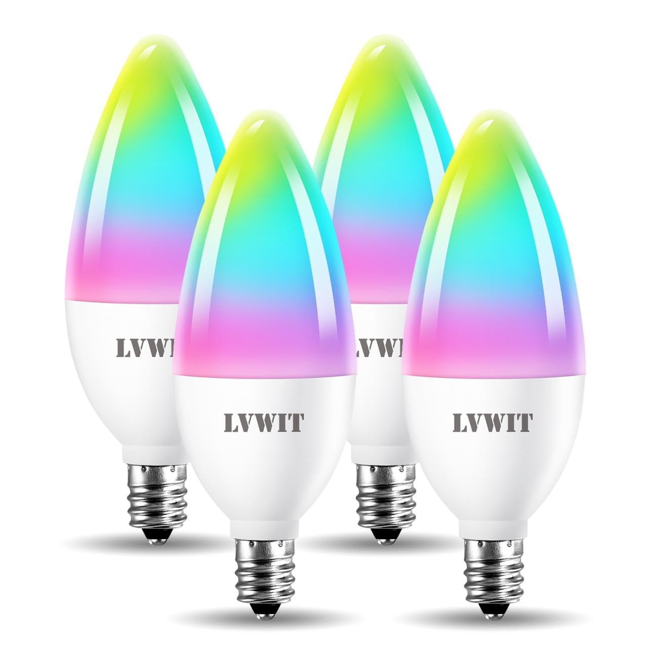 Lvwit Smart Light Bulb, Wifi Chandelier Led Bulb, E12 Base, 4.9W, 470Lm, 4Pk, Color Changing, Dimmable, Compatible With Alexa, G
