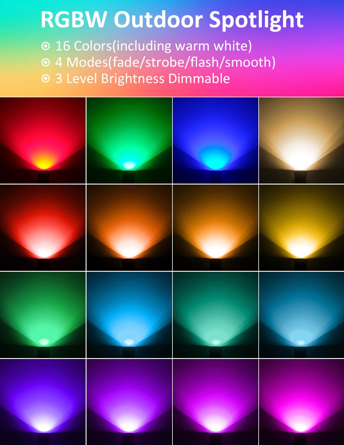 CREPOW RGB LED Spotlights - 2 Pack Waterproof Landscape Lighting for Outdoor Decoration, Model TS-F2020, Ideal for Yard and Garden