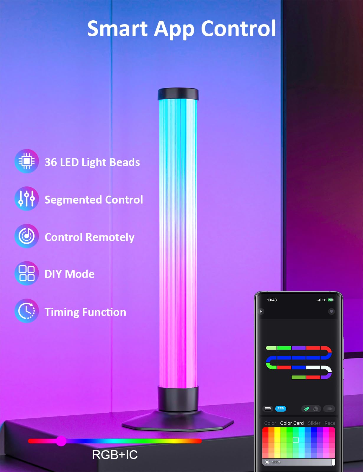 Eastfine RGB Light Bar, USB Powered, Music Sync, Remote Control, Model DX24016-33, 360 Degree Ambient Lighting for TV and Desk