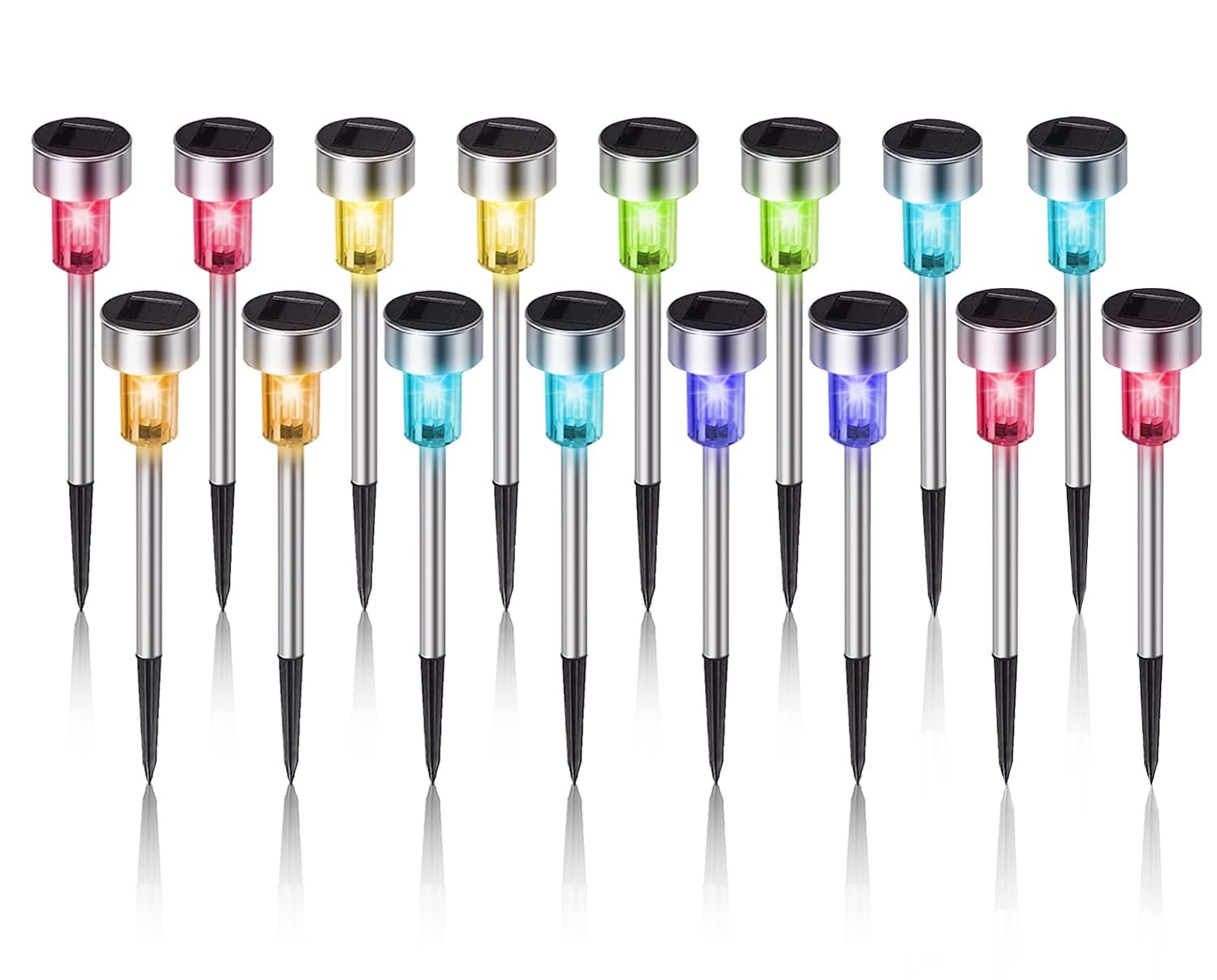 Dream Master Solar Lights Outdoor LED Landscape Lighting, Waterproof, 16 Pack, Multicolor, Aluminum