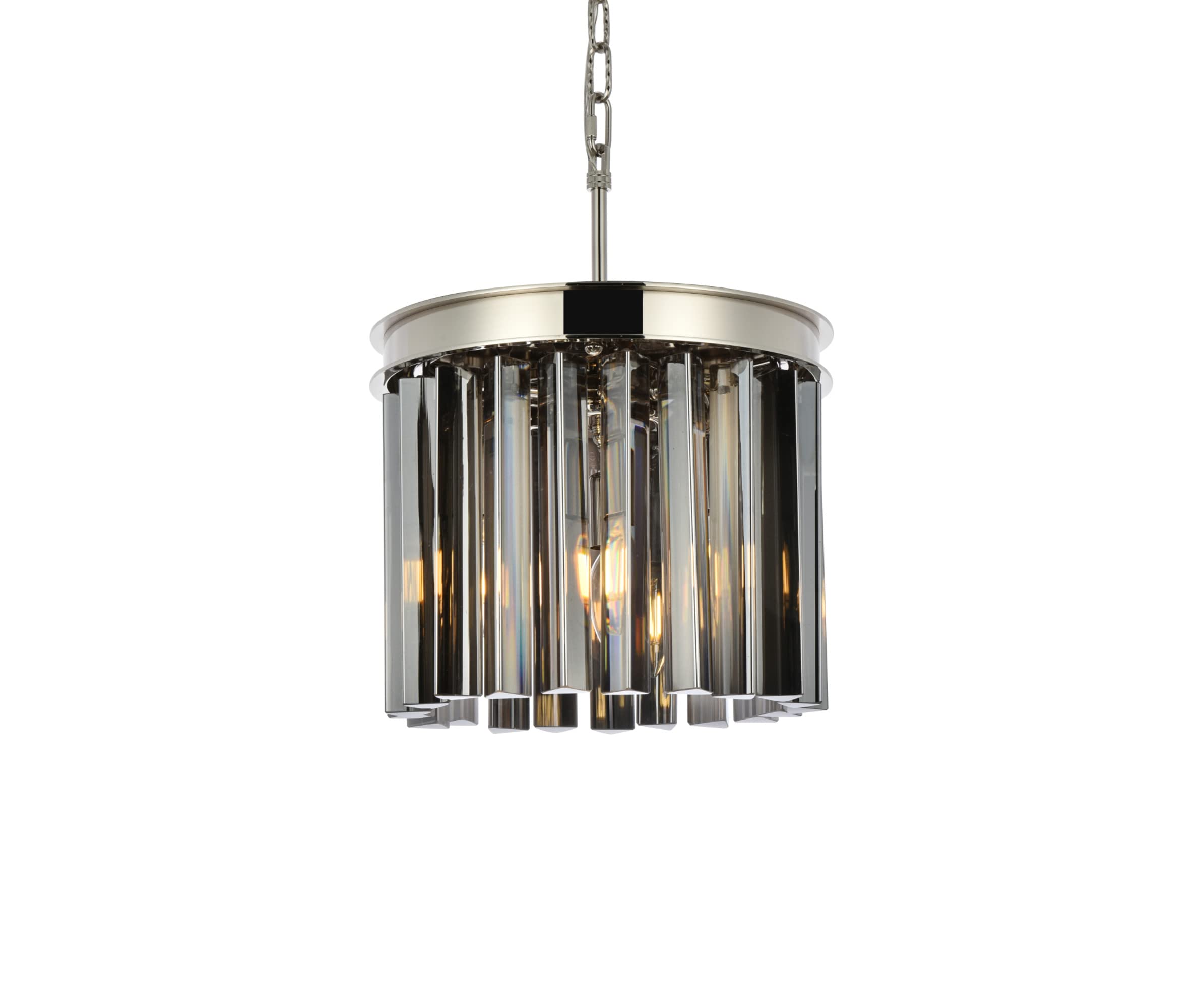 Elegant Lighting 1208D12Pn-Ss-Rc 12 Dia X 13 H In Sydney Pendent Lamp - Polished Nickel- Royal Cut Silver Shade Crystals