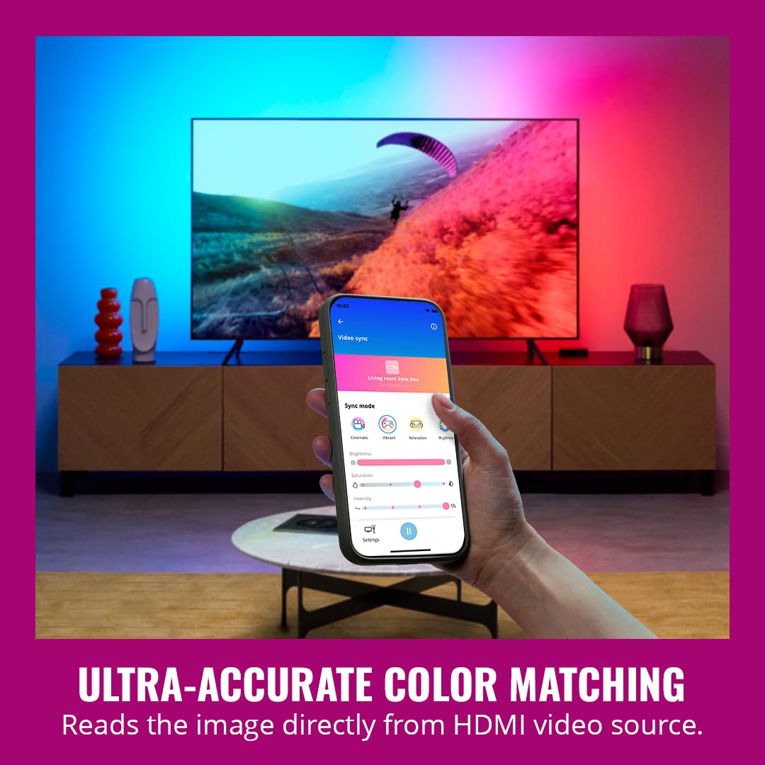 WiZ Connected HDMI Sync Box - 4K 60Hz with TV Backlight for 75-85 Inch TVs - Multicolor - Model 640078