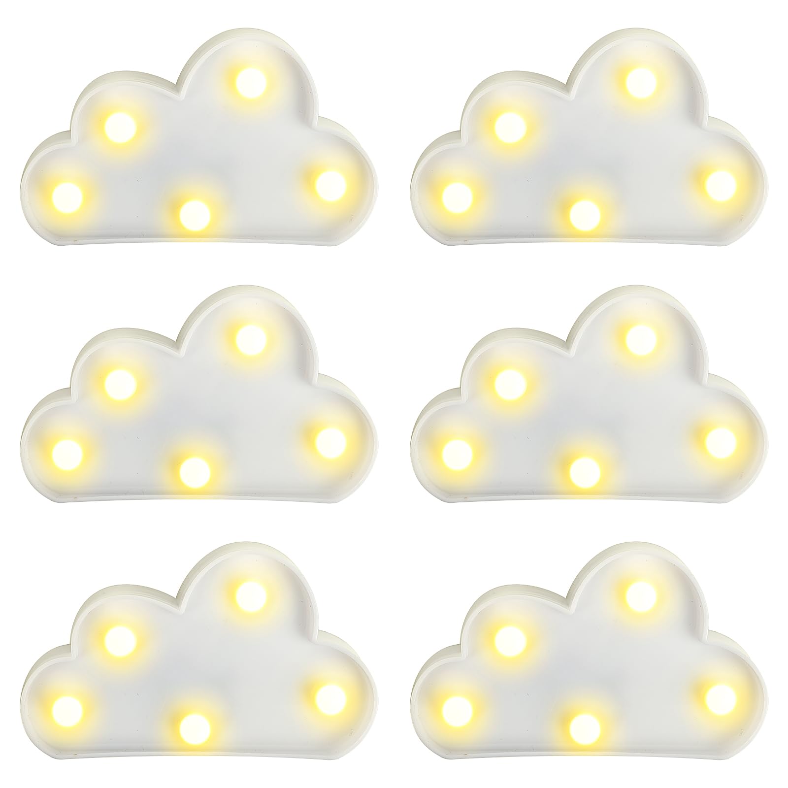 clothmile 6 Pcs LED Cloud Night Light Can Be Hung On The Wall Kids Room Room Light  Suitable for Birthday Party Holiday Decoration Baby Room Nursery Decoration (Clound-6pcs)
