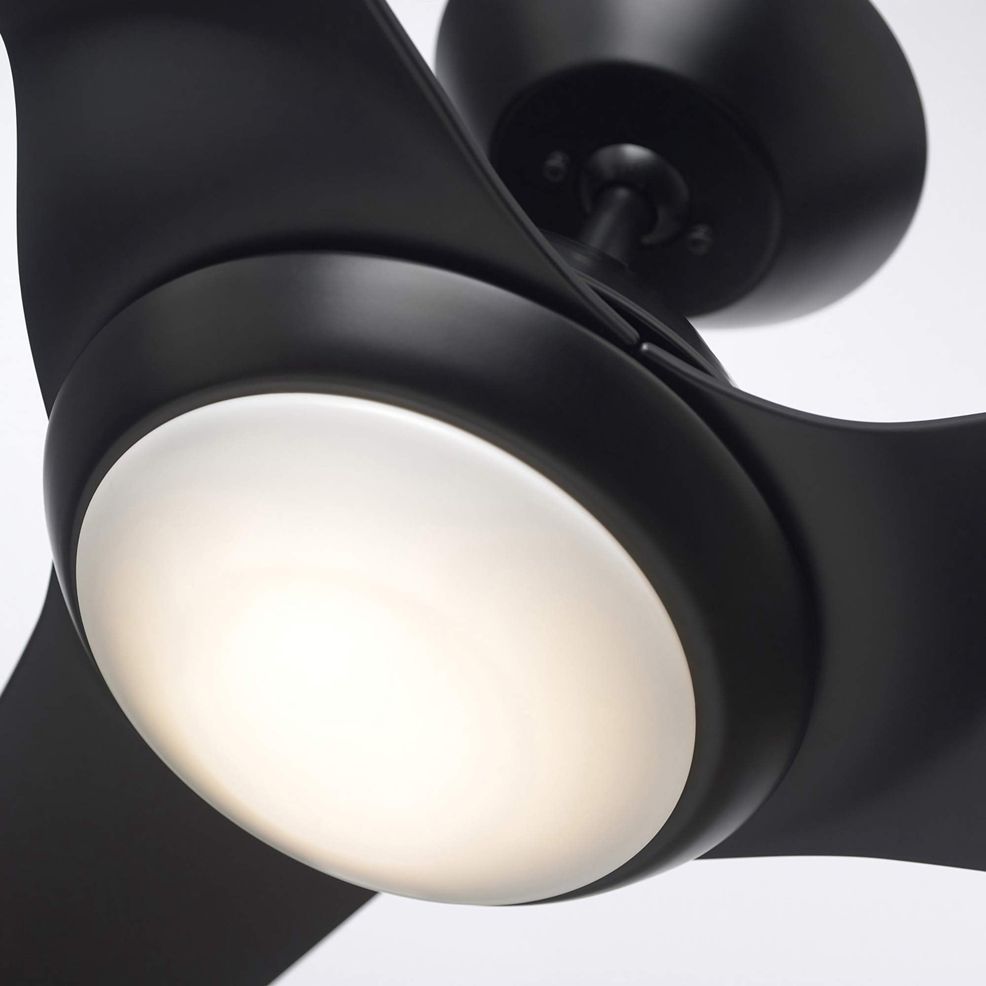 Kathy Ireland Home Sweep Eco 60 Inch Ceiling Fan With Light Kit | Indoor Energy Efficient Led Fixture With Ecomotor | Modern Geometric Design With 6-Speed Wall Control, Barbeque Black