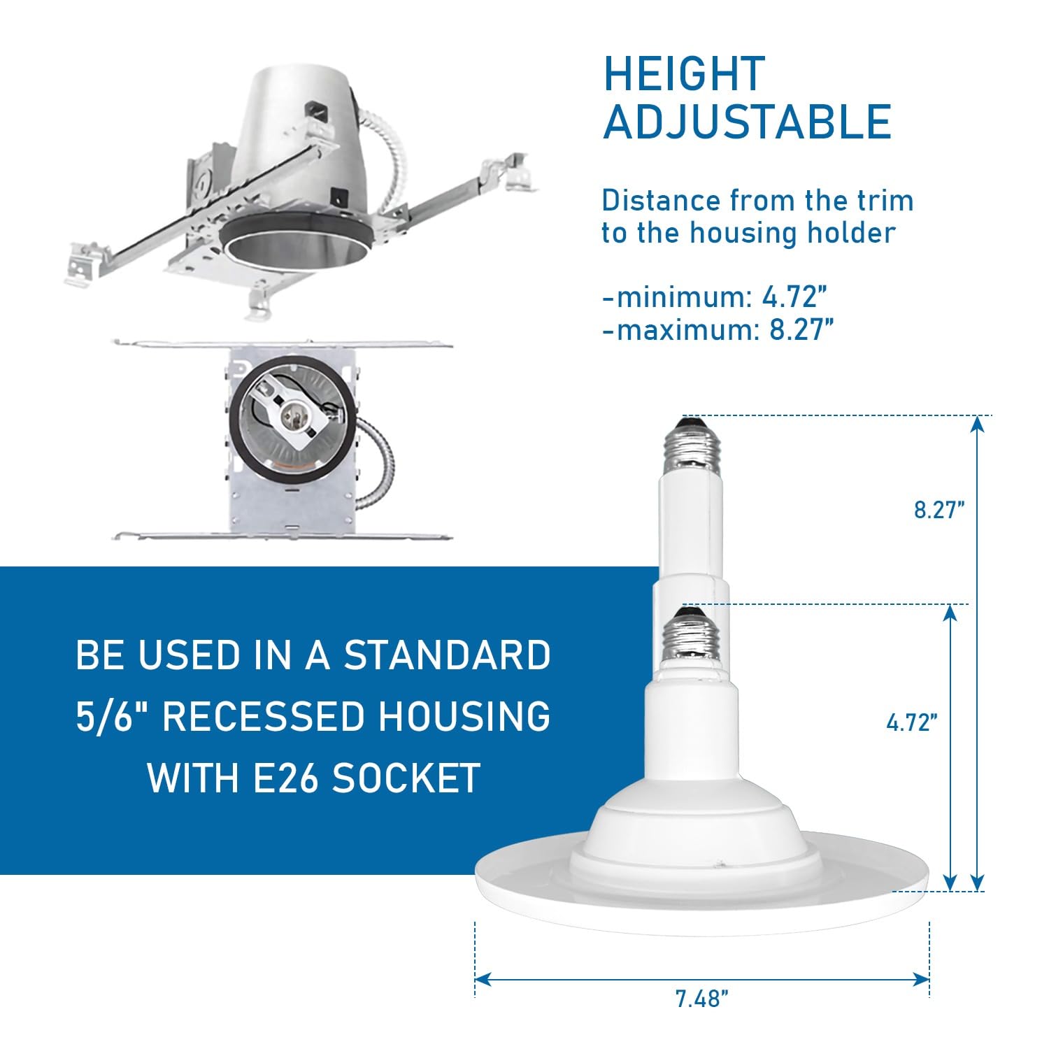 Jolux 5/6 Inch 5Cct Retrofit Led Recessed Lighting 6 Pack, Adjustable 5Cct 2700K-5000K, Led Replacement Can Lights,Dimmable,12=6