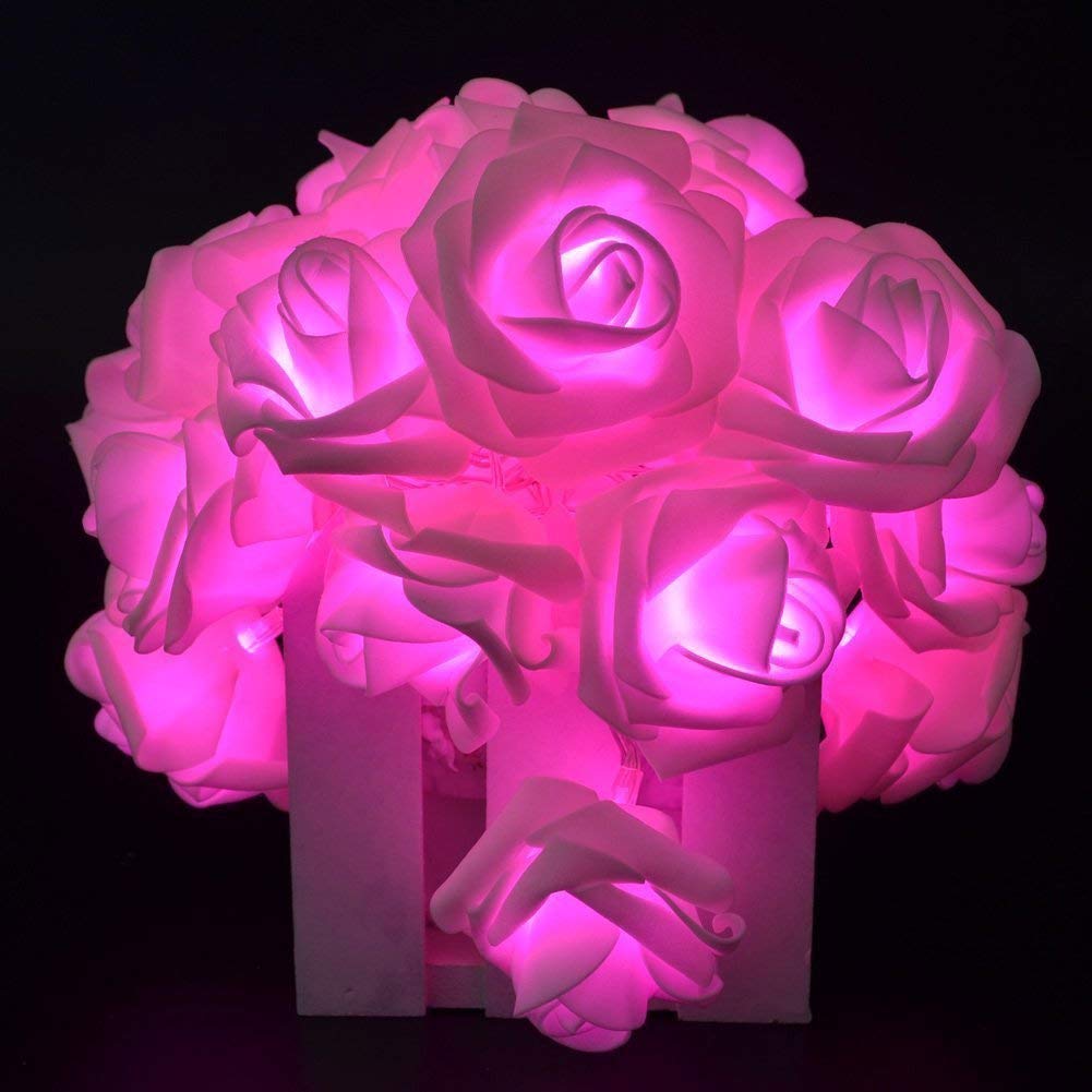 Sprqcart 14 Led String Strip Light Rose Flower Shape Diwali Light for Decoration 14Led-Pink