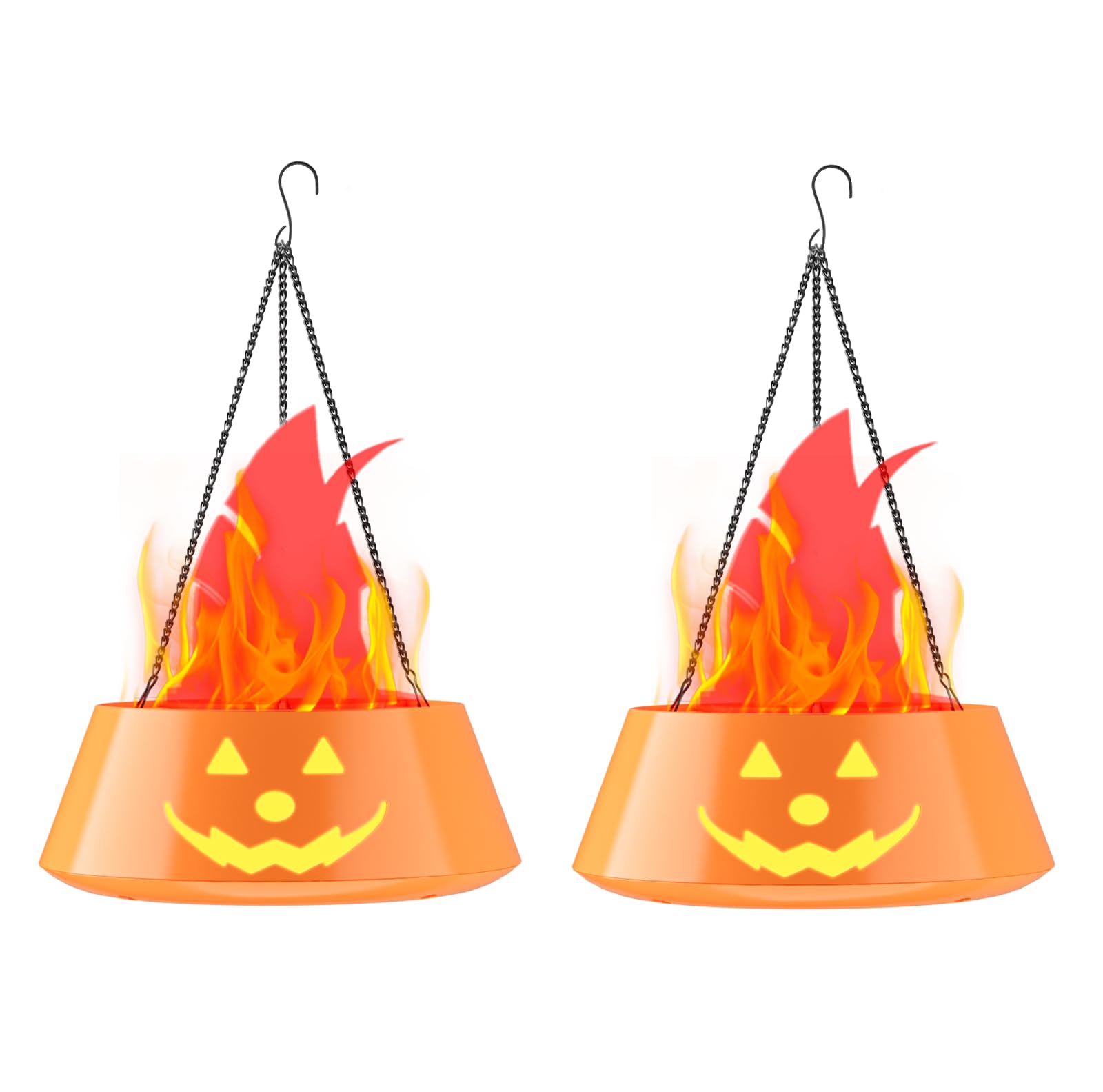 Collasis Halloween Pumpkin Flame Lights 2 Pack  Halloween Decorations Hanging Pumpkin Led Jack O Lights  Party Desktop Decor Lighting Battery Operated For Indoor Outdoor  3D   Fire Effect Lamp