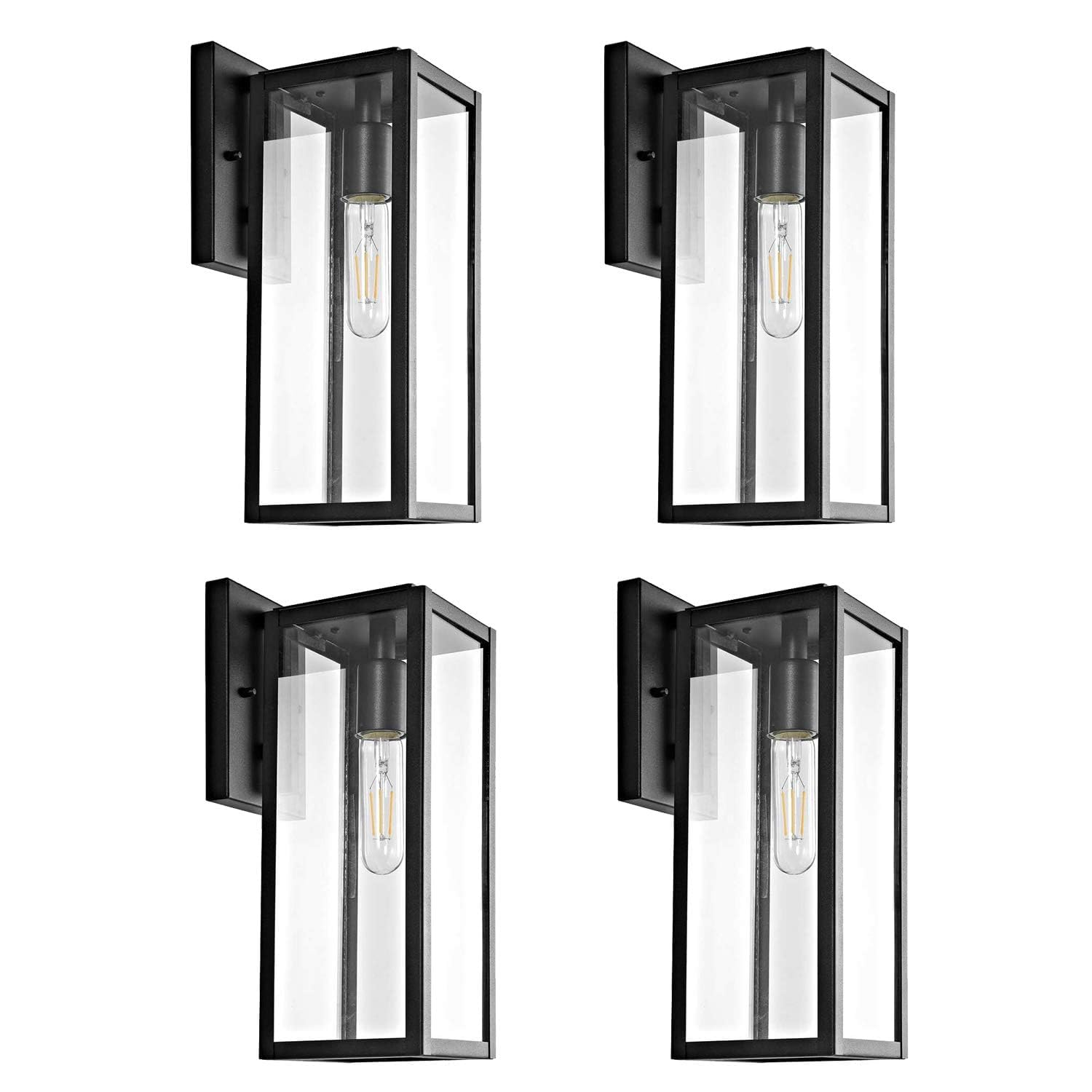 Bestshared 15'' Black Outdoor Wall Sconce, 4 Pack Exterior Wall Lantern, Outdoor Wall Mounted Single Light, Modern Wall Lamp Wit