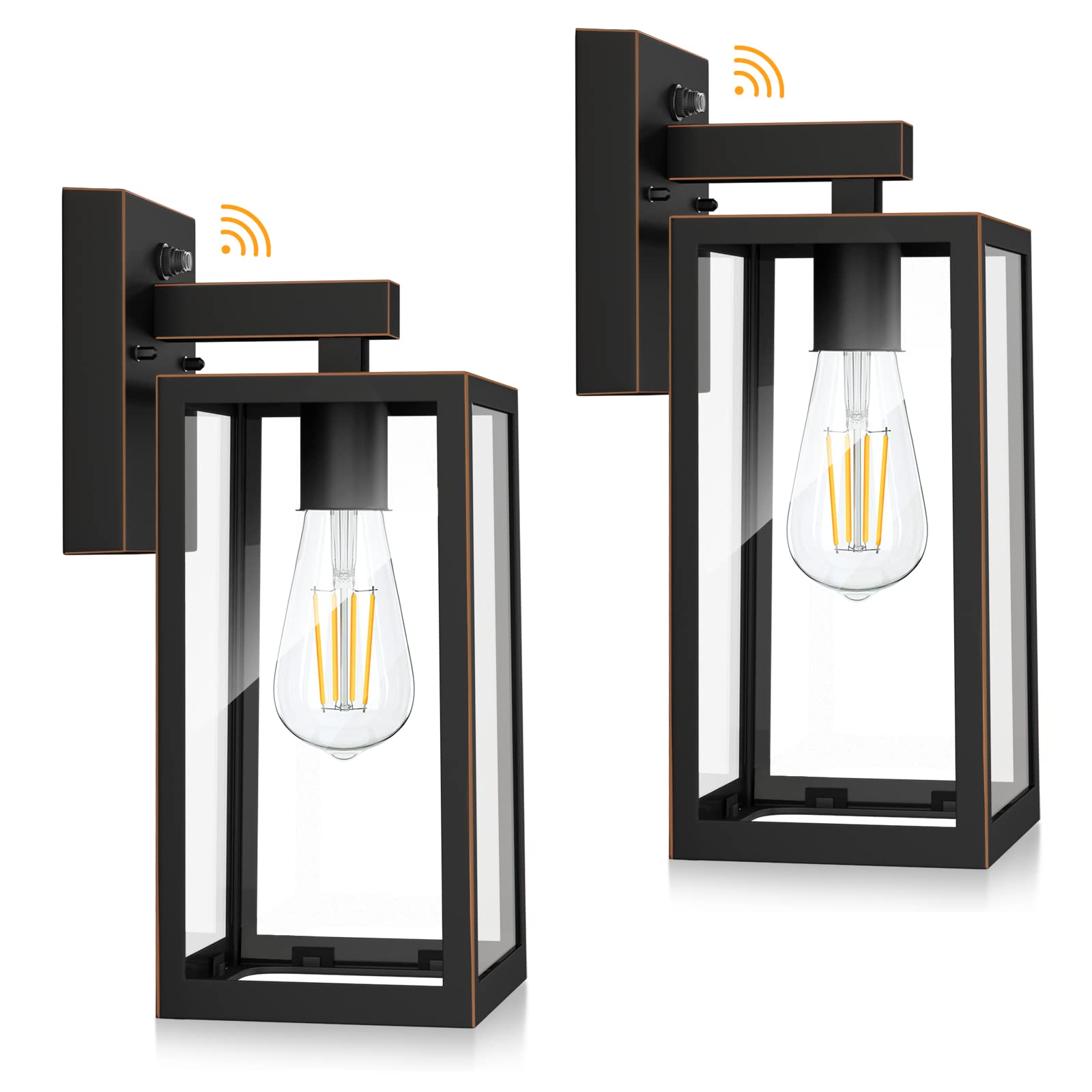 SHINE HAI Dusk to Dawn Outdoor Wall Lantern, Exterior Sconce Sensor Light Fixture with E26 Base Socket, Waterproof Wall Mount La