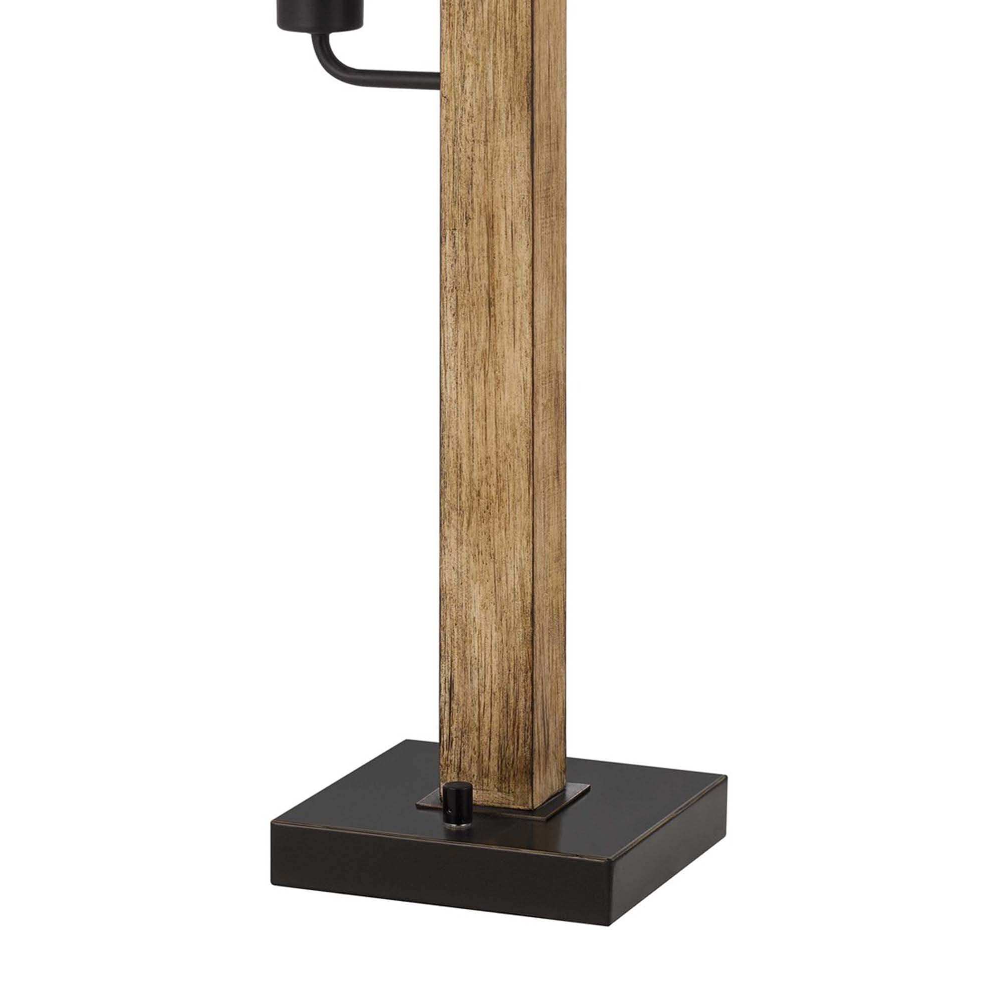 Benzara Wooden Table Lamp with 2 Metal Mesh Shades, Model BM241805, Brown and Black