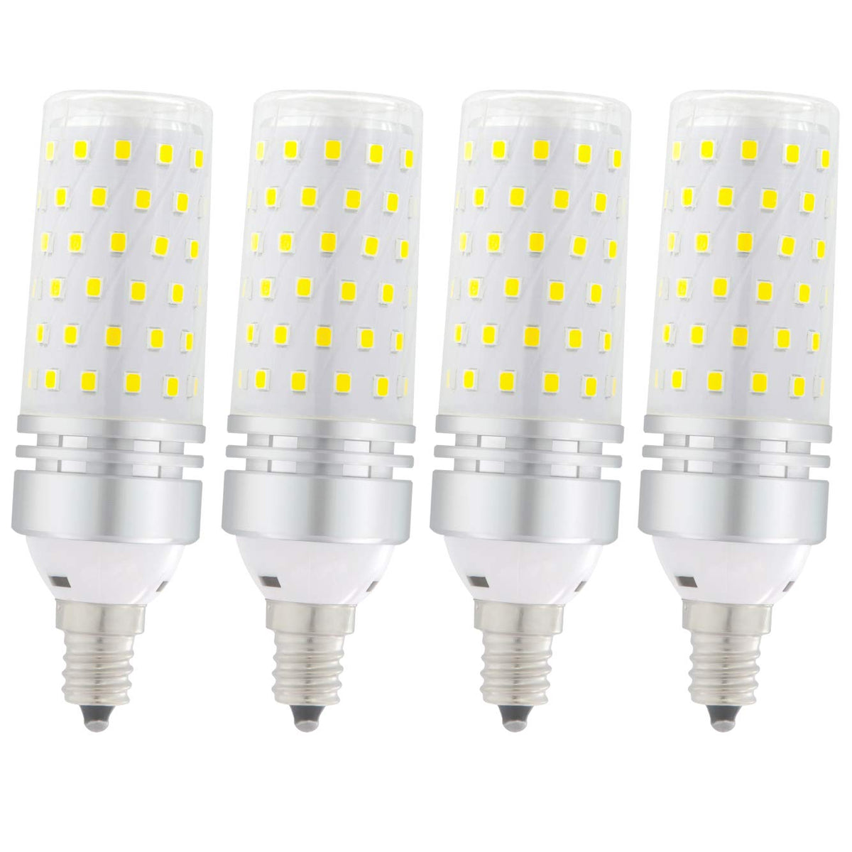 E12 Candelabra Led Bulbs - 100W Equivalent, Daylight White 6000K, 1500Lm, Non-Dimmable, 4 Pack For Ceiling Fan, Chandelier & Hom