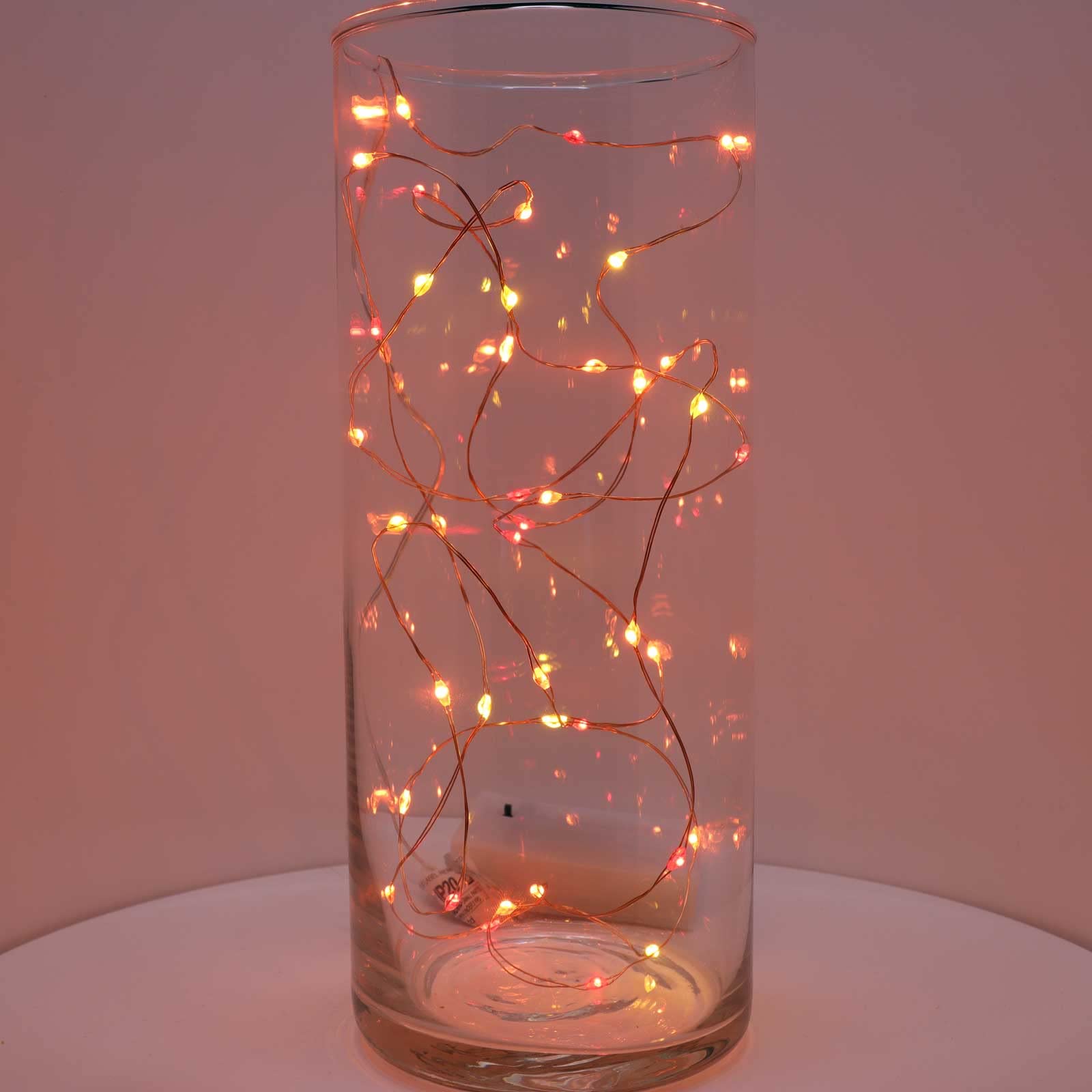 Qbis Battery Powered Fairy Lights For Bedroom, 40 Led Lights, Battery Operated String Lights For Christmas, Halloween Decorations, 6Hr Timer Mode, Red, Orange, Yellow Fairy Lights