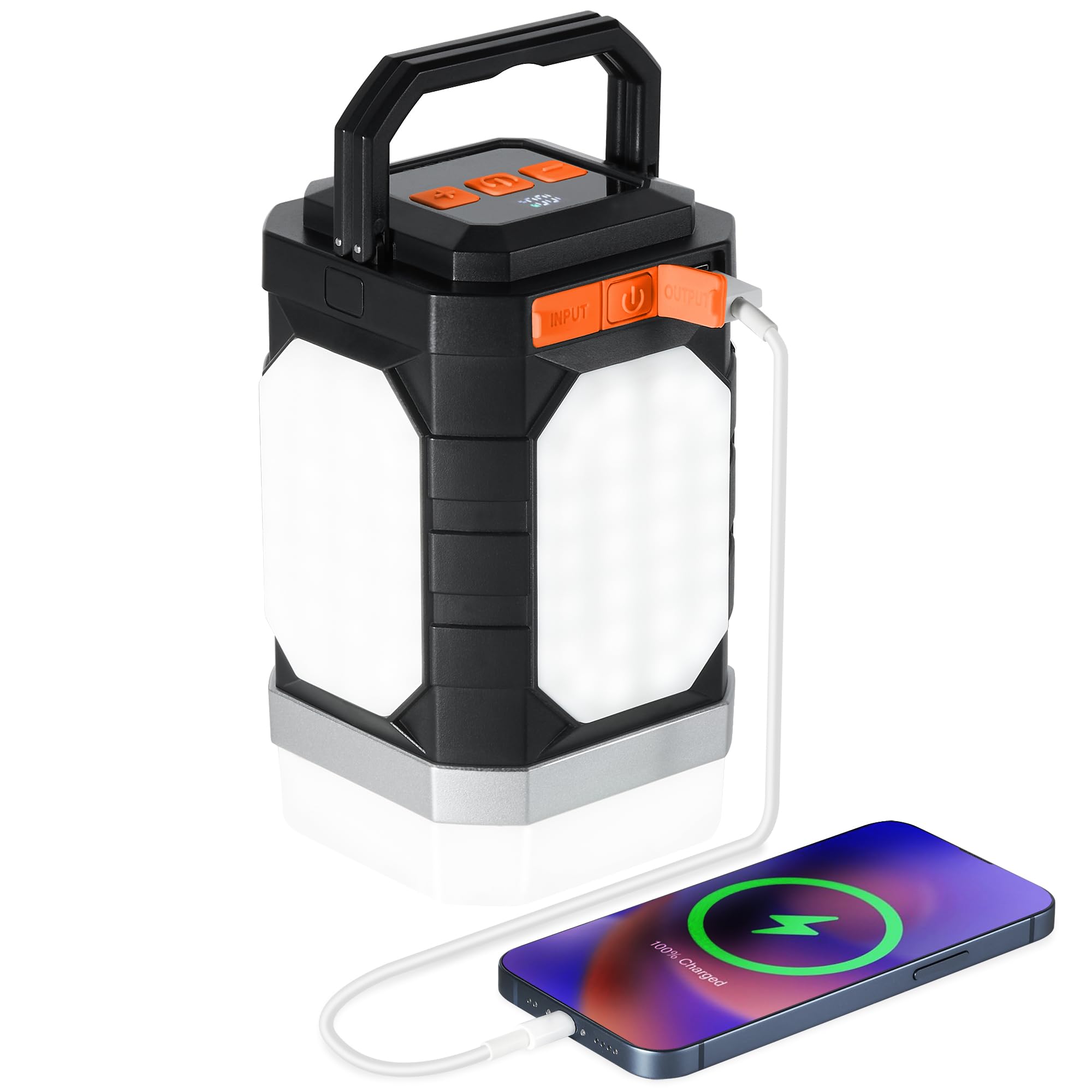 Sinvitron Camping Lantern Rechargeable 30,000mAh 1000 Lumens IPX5 Waterproof 1 Pack Black&Org Model C29