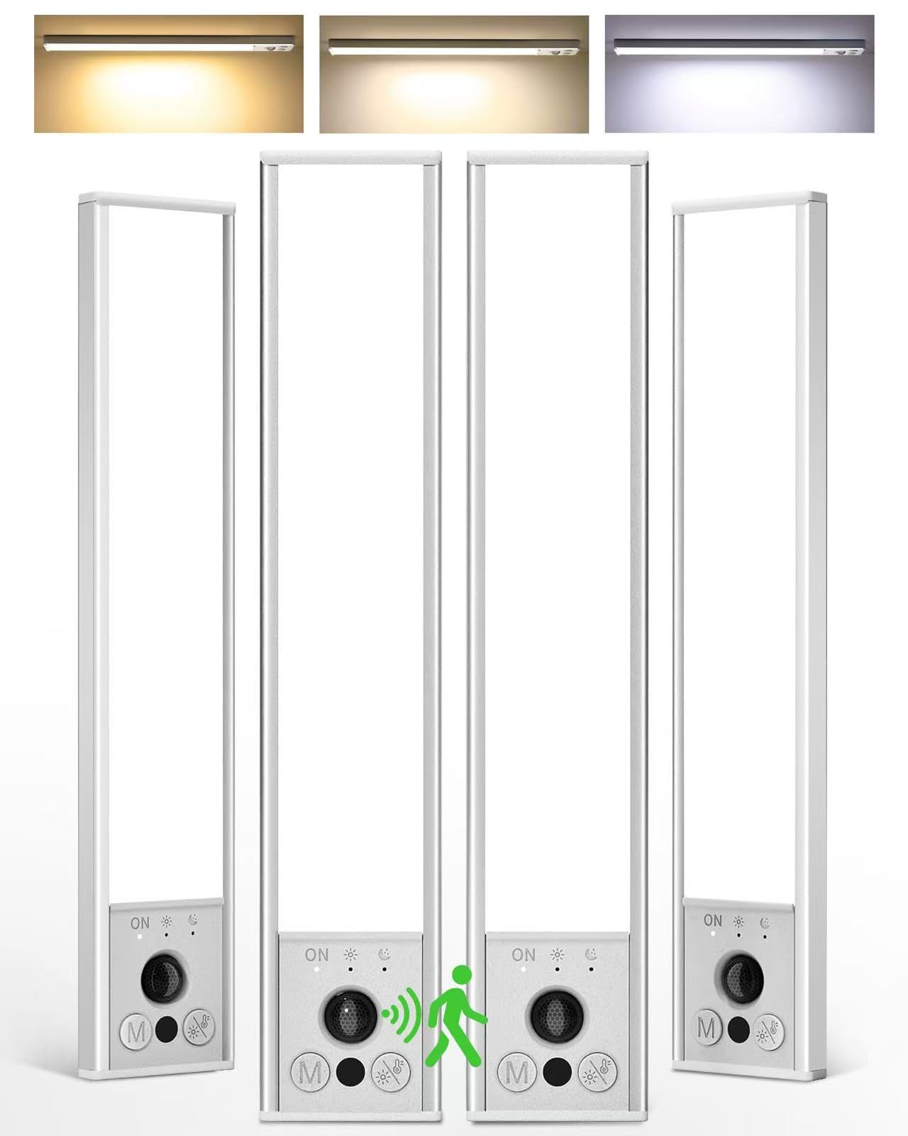 EZVALO 4-Pack Under Cabinet Lights  2300mAh Rechargeable Motion Sensor Light Indoor  Wireless Closet Lights Battery Operated  with 3 Color Temps  Dimmable  Magnetic  for Kitchen  Stair  Pantry(8inch)