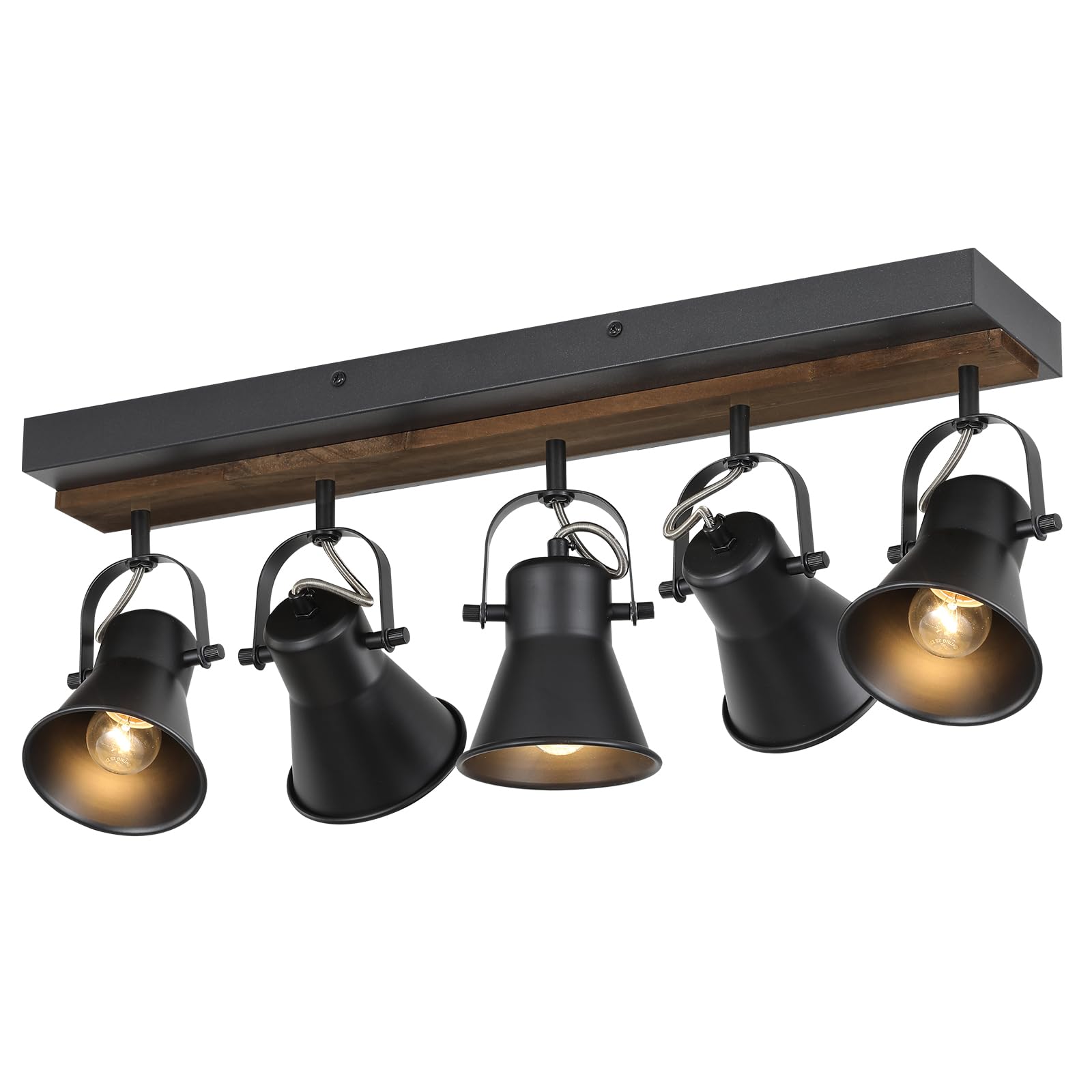 KEESFU 5-Light Track Lighting Kit,Black Semi Flush Mount Ceiling Light with 5 Rotatable Light Heads,Modern Farmhouse Lighting fo
