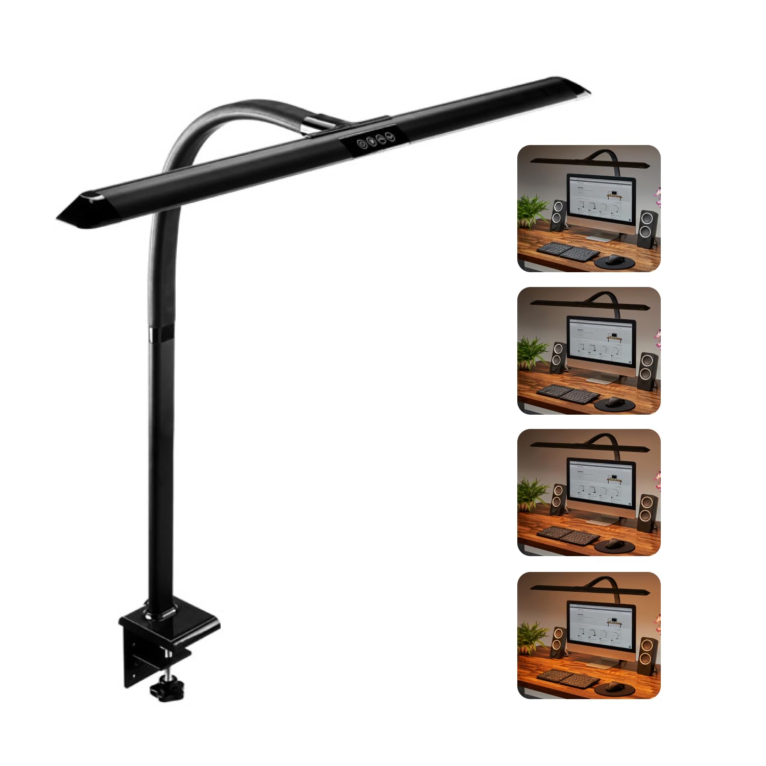 UPLIFT DESK Sliding Flex Clamp Lamp - LED Office Desk Lamp with Clamp with 6 Brightness Levels and 4 Color Temperatures, Great W